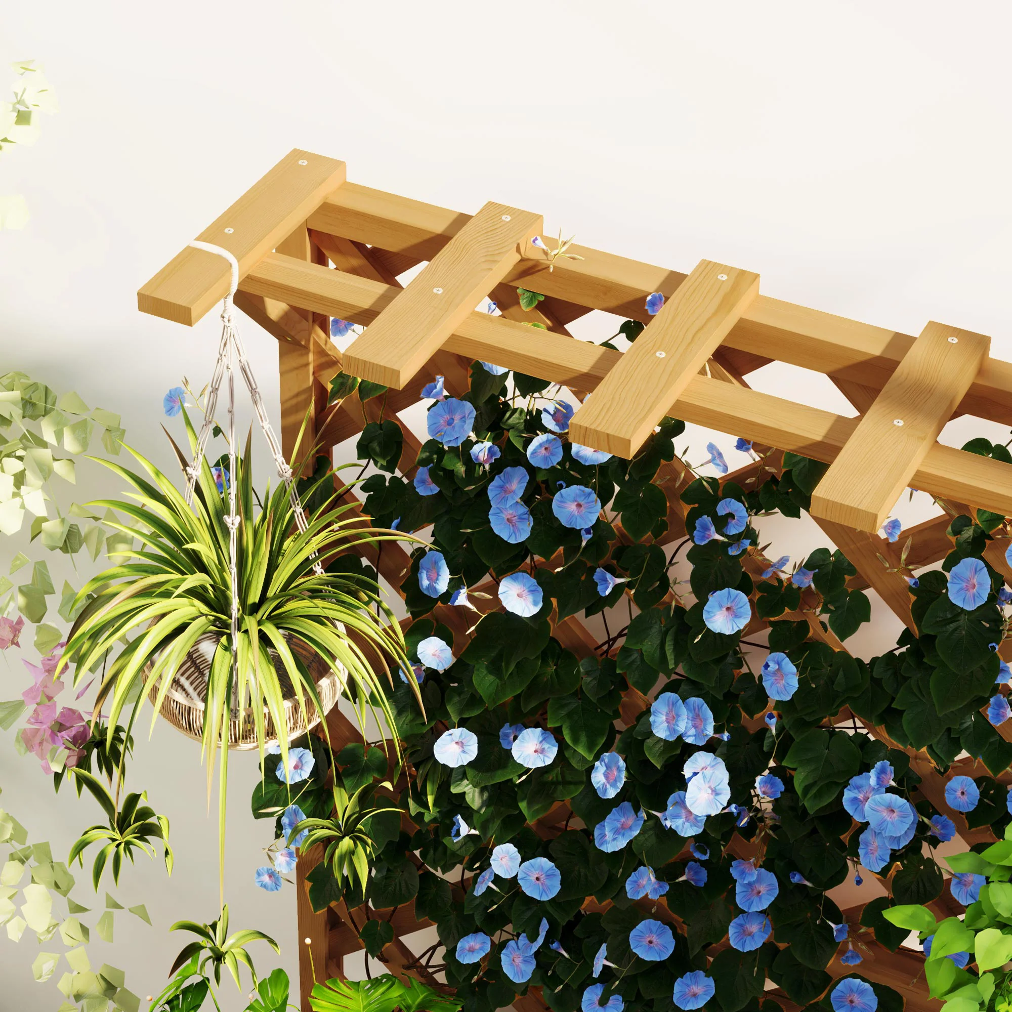 Outsunny Wooden Planter with Trellis and Drainage Holes - Image 9
