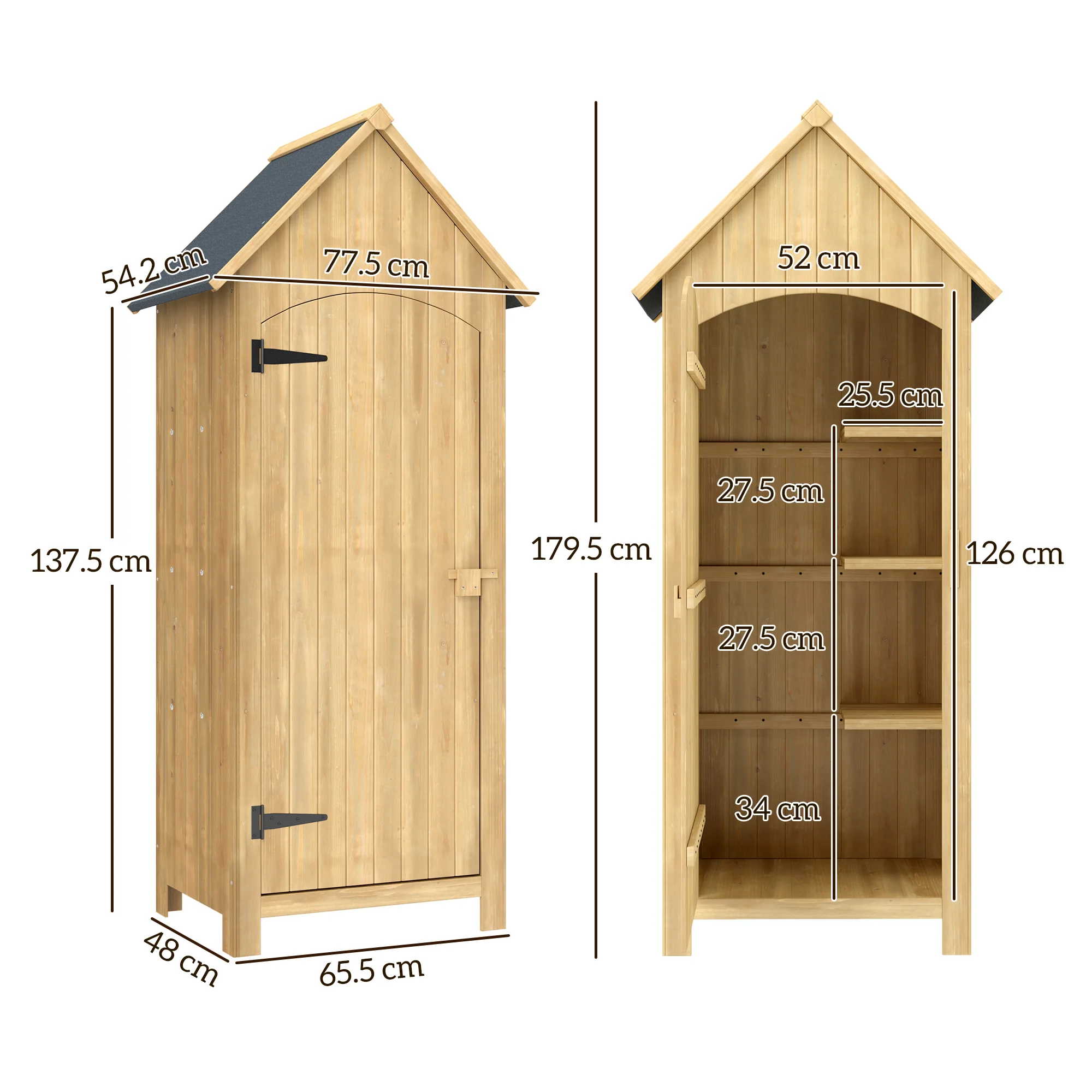 Outsunny Wooden Small Garden Shed With 3 Shelves And Tilt Roof - Image 5