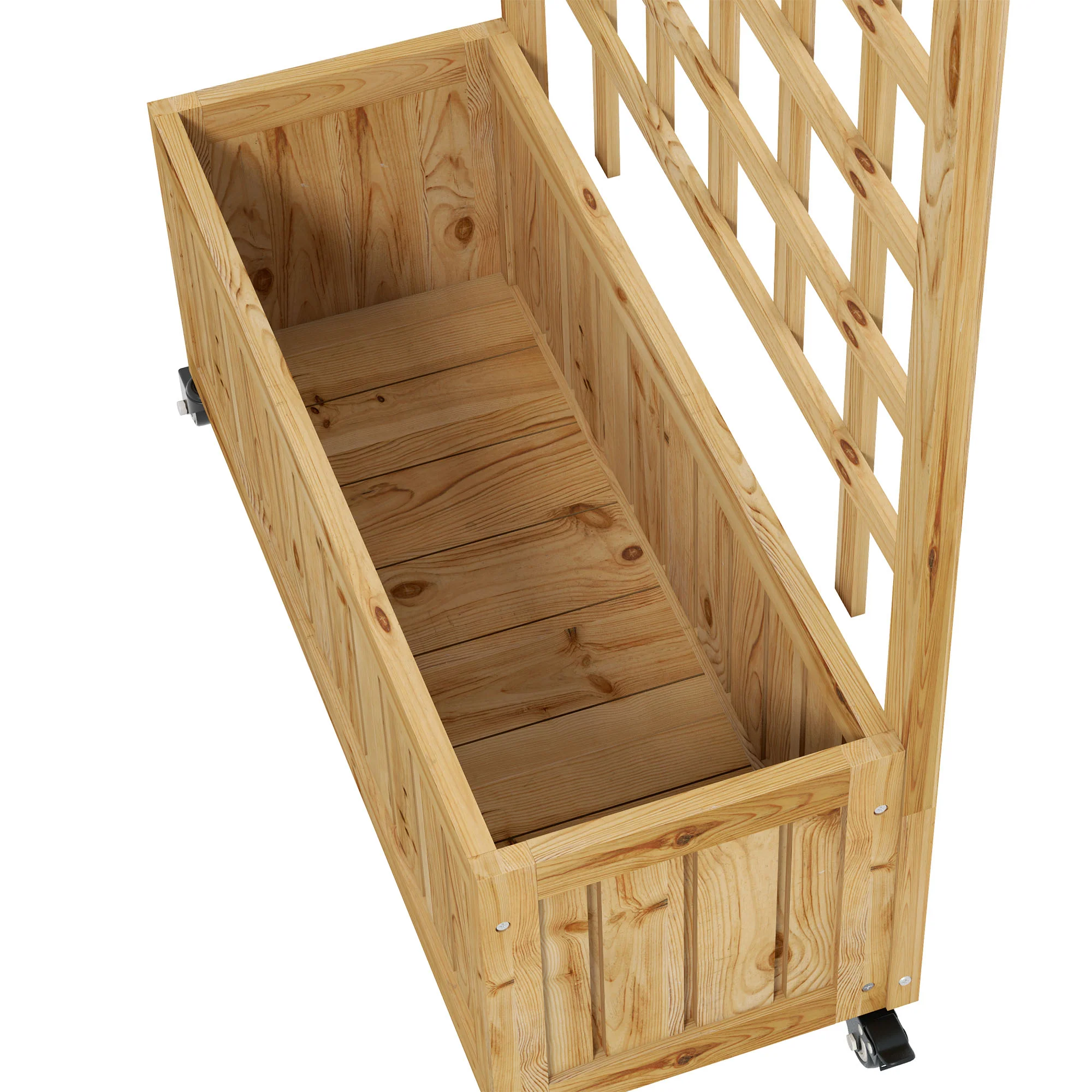 Outsunny Wooden Trellis Planter, Raised Garden Bed with Wheels and Bed Liner - Image 9