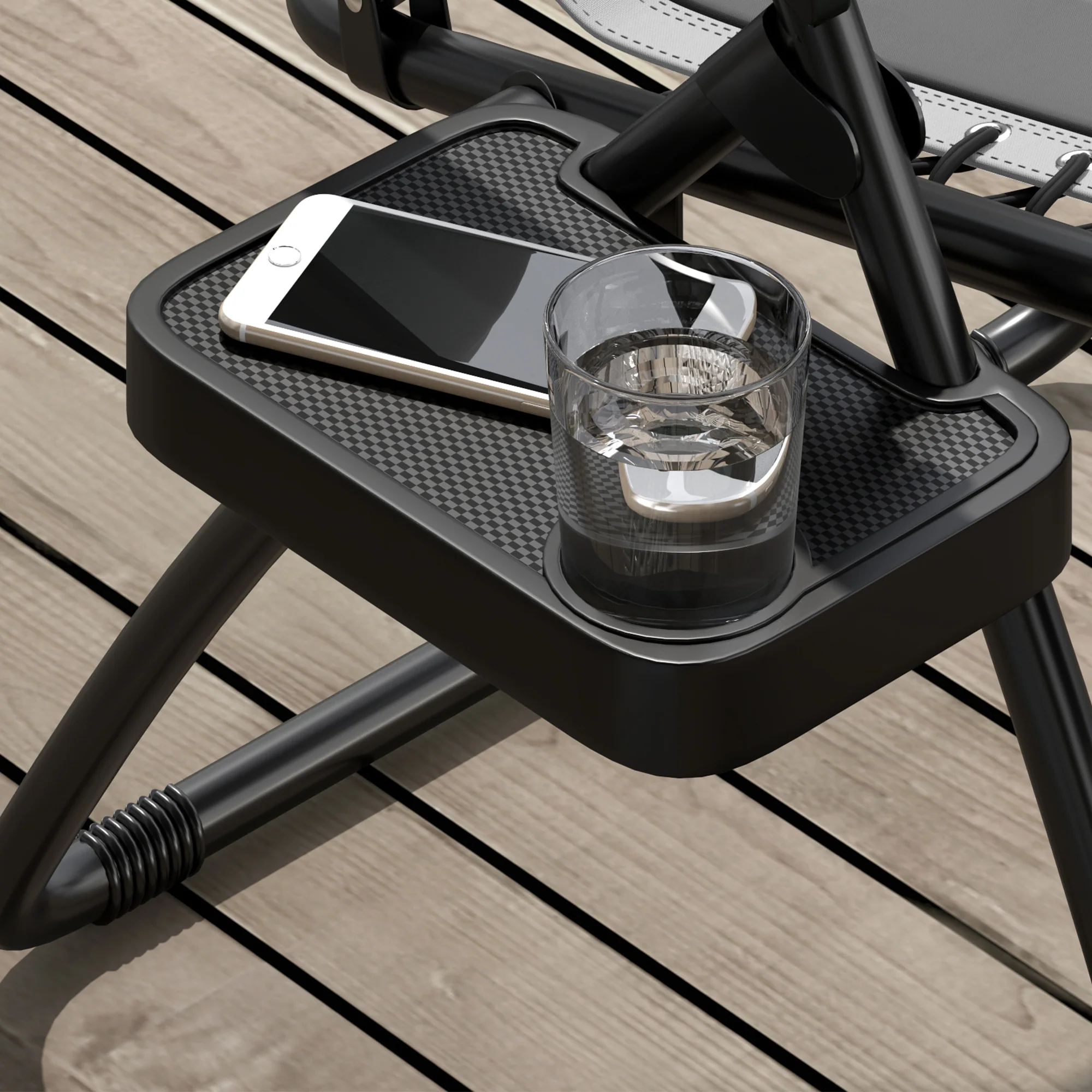 Outsunny Zero Gravity Lounger Folding Recliner Chair w/ Cup Holder - Image 18