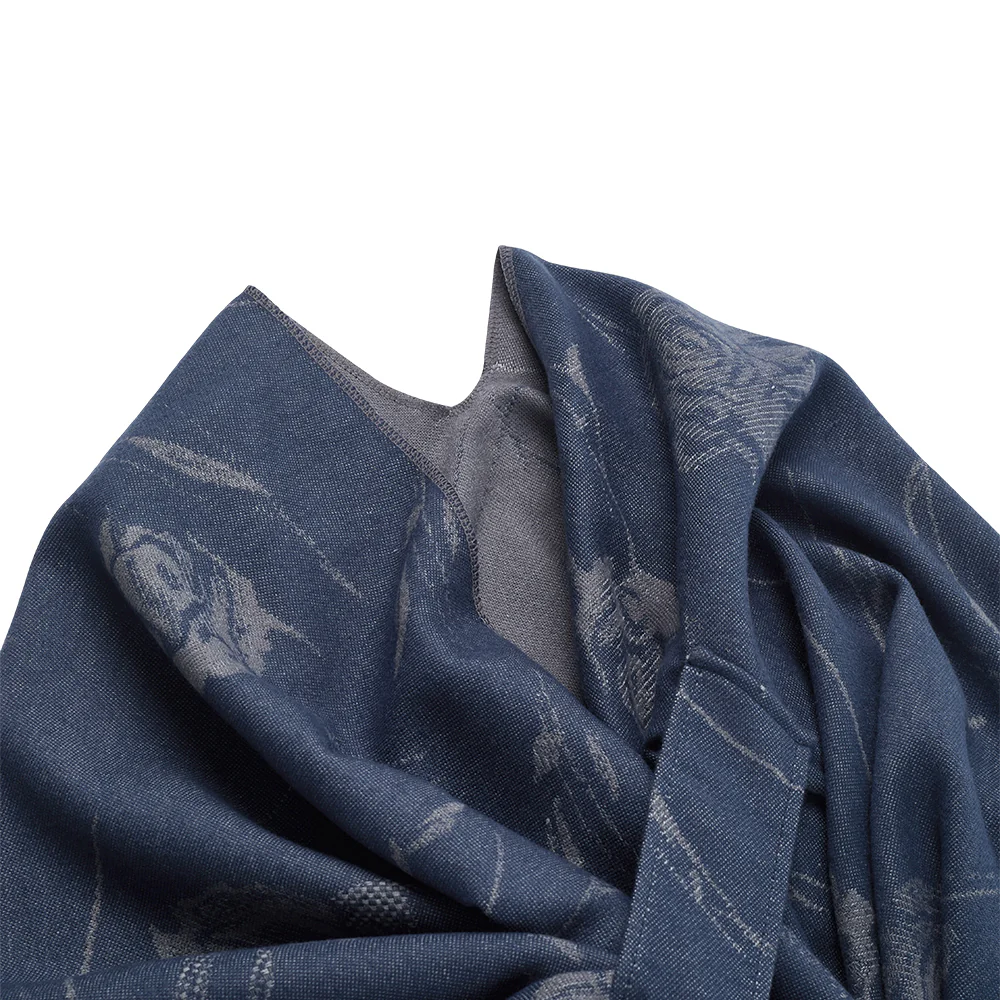 Oversized Shawl Wrap - Navy Blue Floral - Image 4