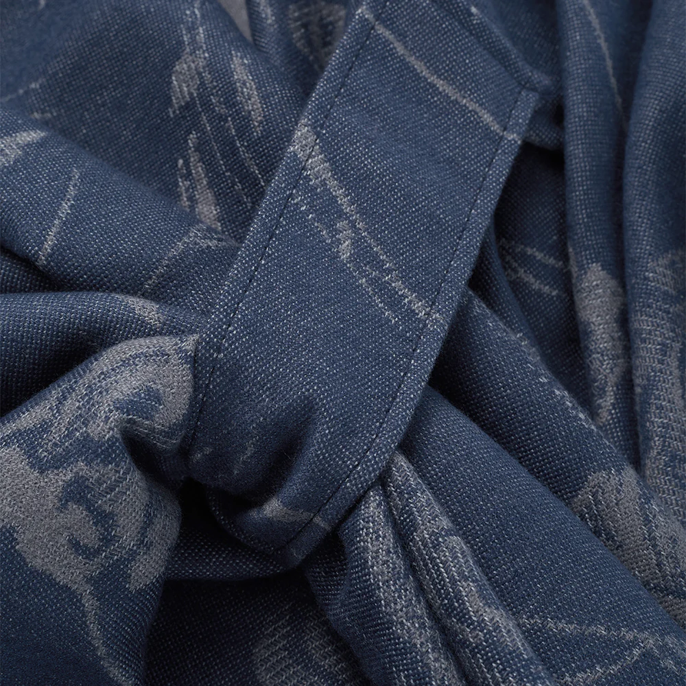 Oversized Shawl Wrap - Navy Blue Floral - Image 5