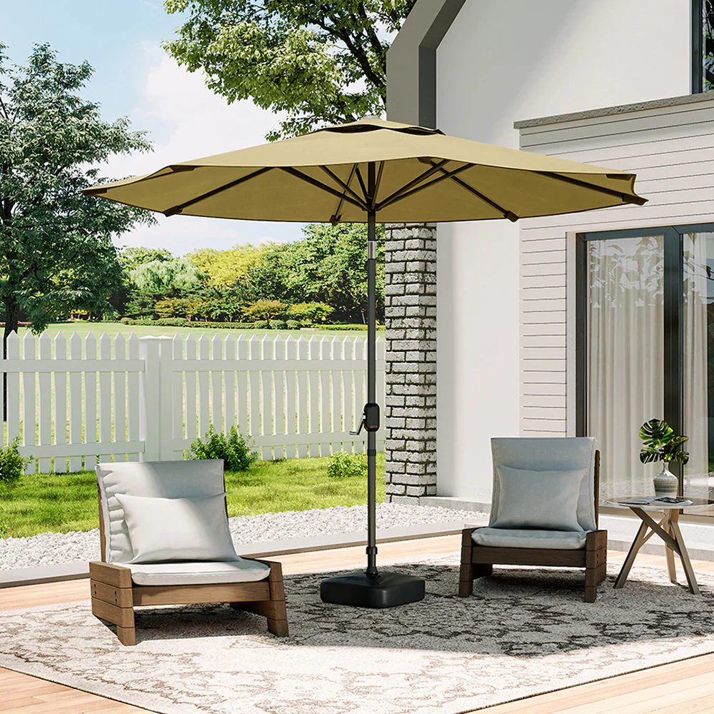Patio Umbrella Large 3M Traditional Parasol with Plastic Base - Image 2