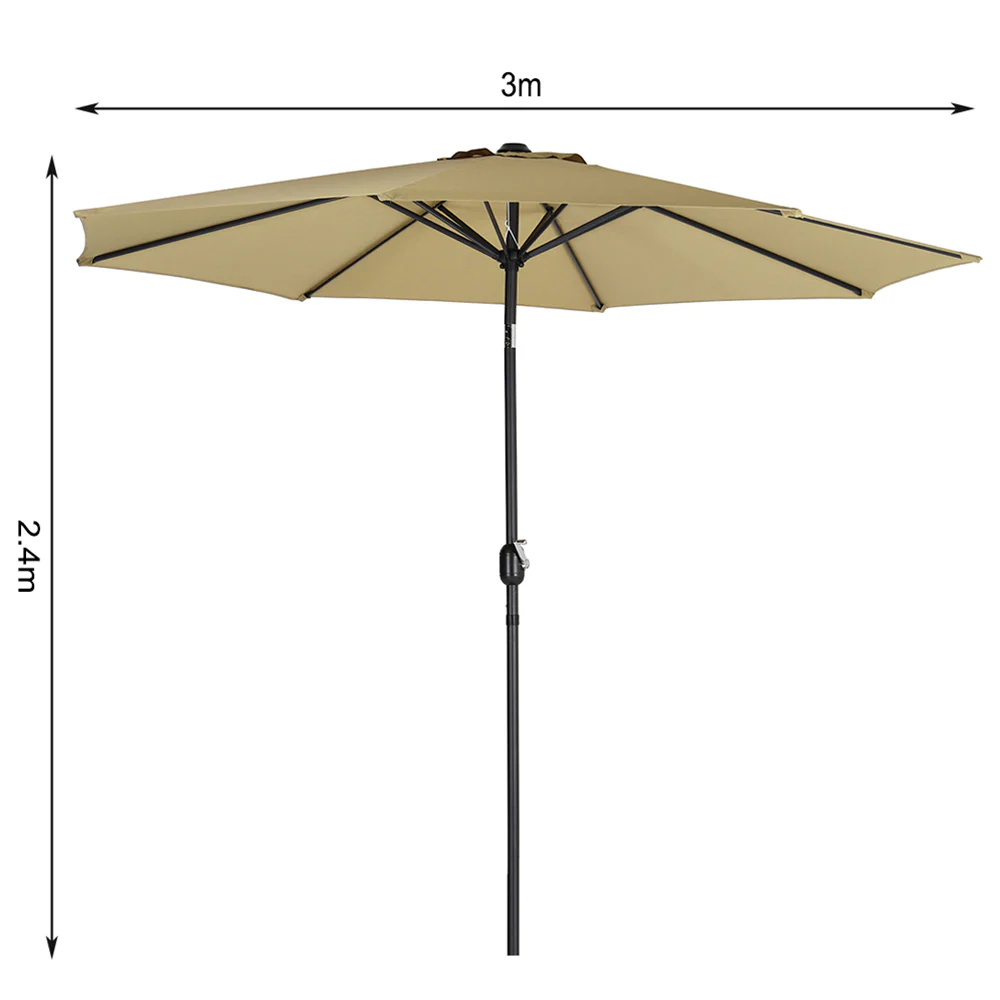 Patio Umbrella Large 3M Traditional Parasol with Plastic Base - Image 7