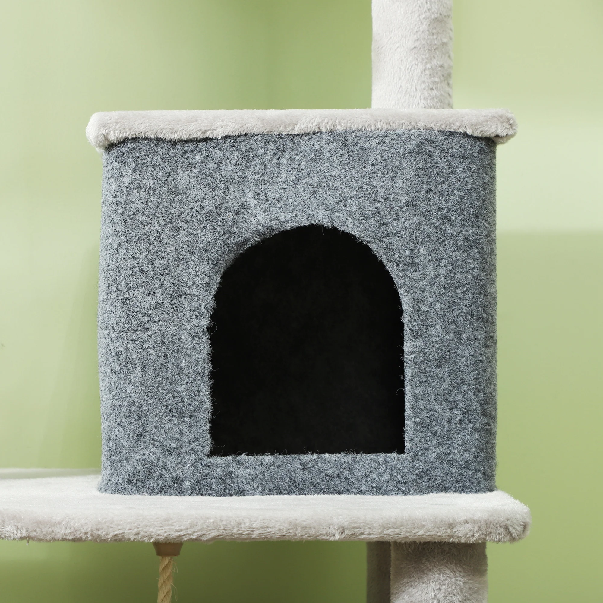 PawHut 132cm Cat Tree For Indoor Cats W/ Scratching Posts, Light Grey - Image 8