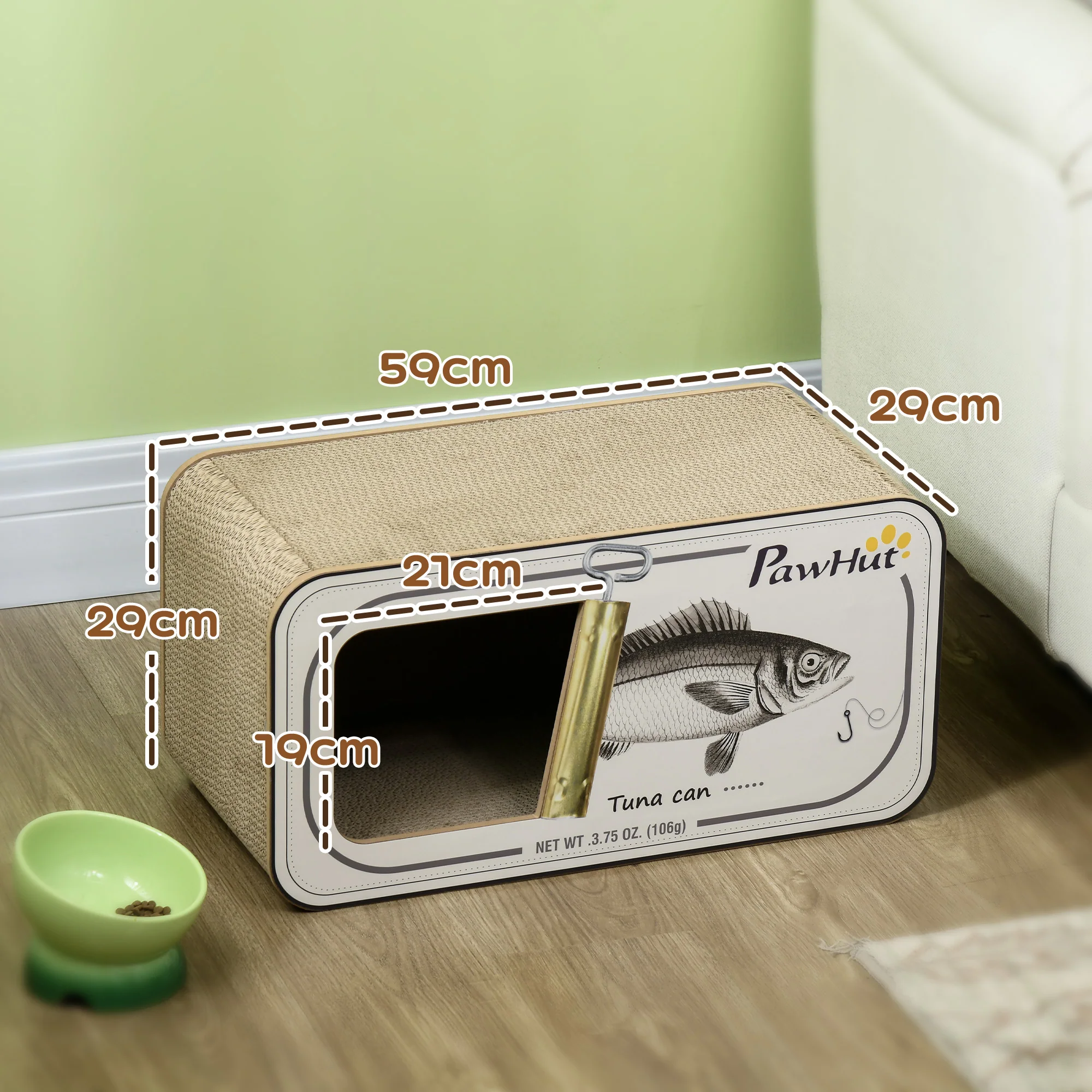 PawHut 2 in 1 Cat Scratching Board, Cardboard Cat House with Catnip - Image 5