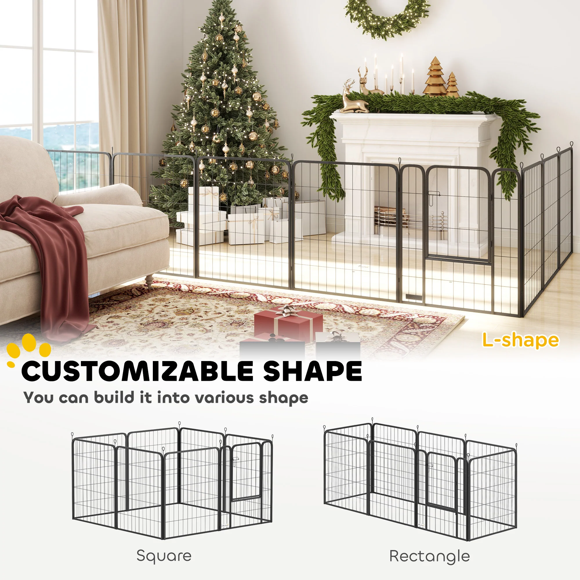 PawHut 2 Piece Expansion Pack Dog High Animal Pen - Image 48
