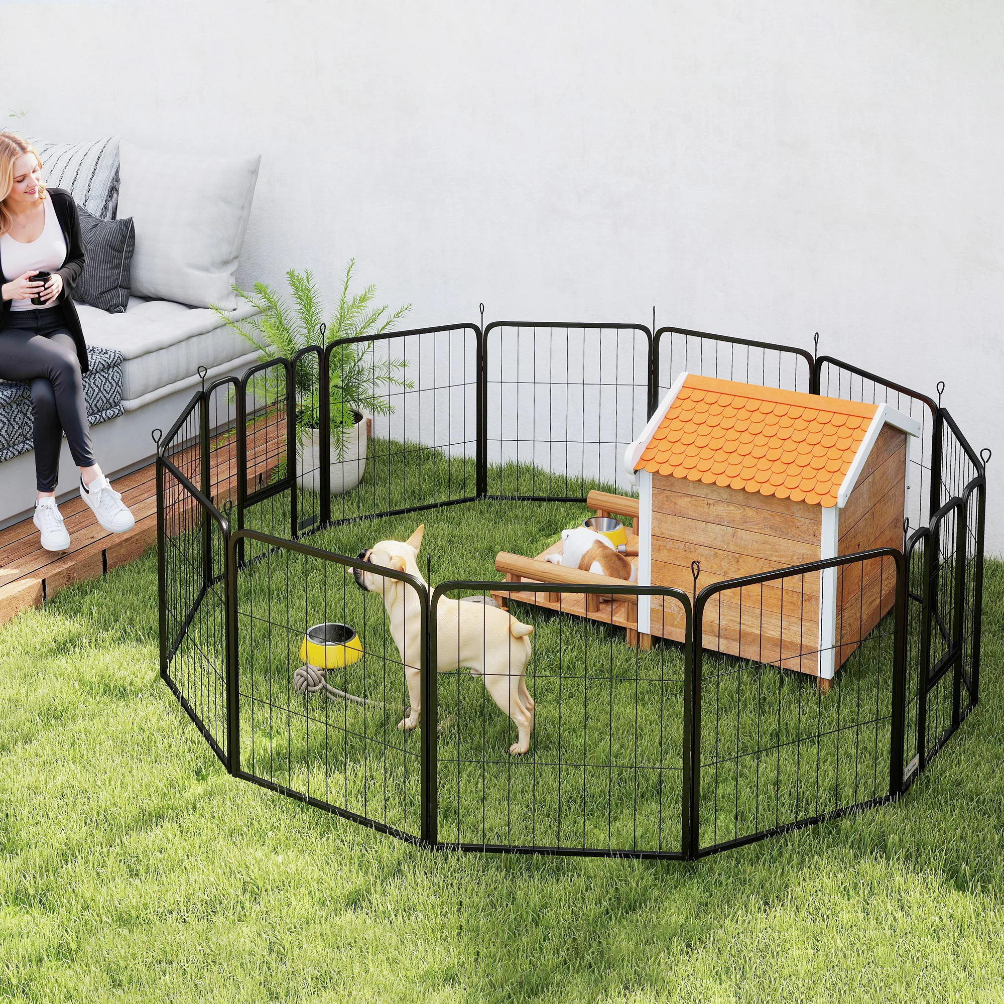 PawHut 2 Piece Expansion Pack Dog High Animal Pen - Image 8