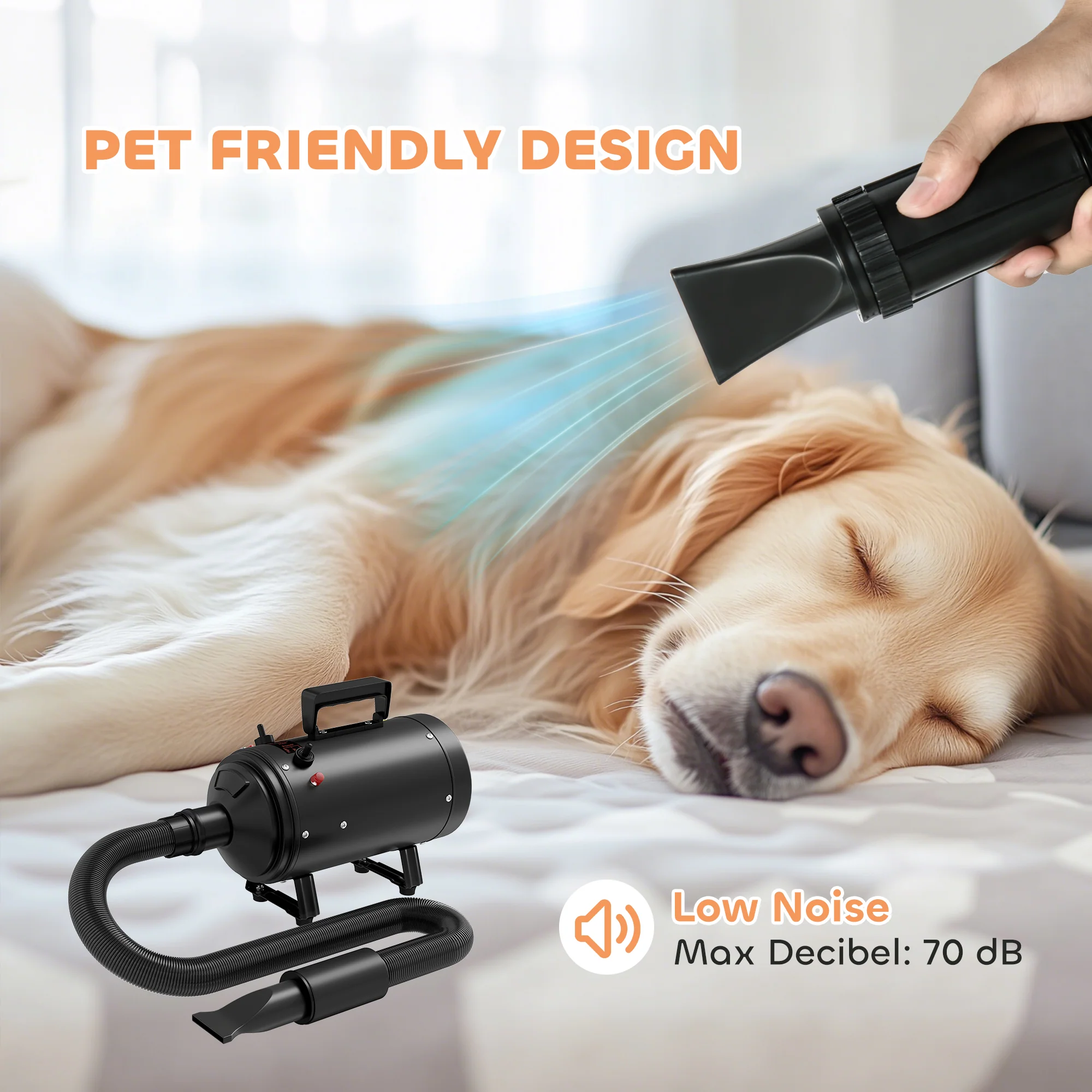 PawHut 2200W Dog Hair Dryer With Adjustable Temperature & Velocity - Image 4