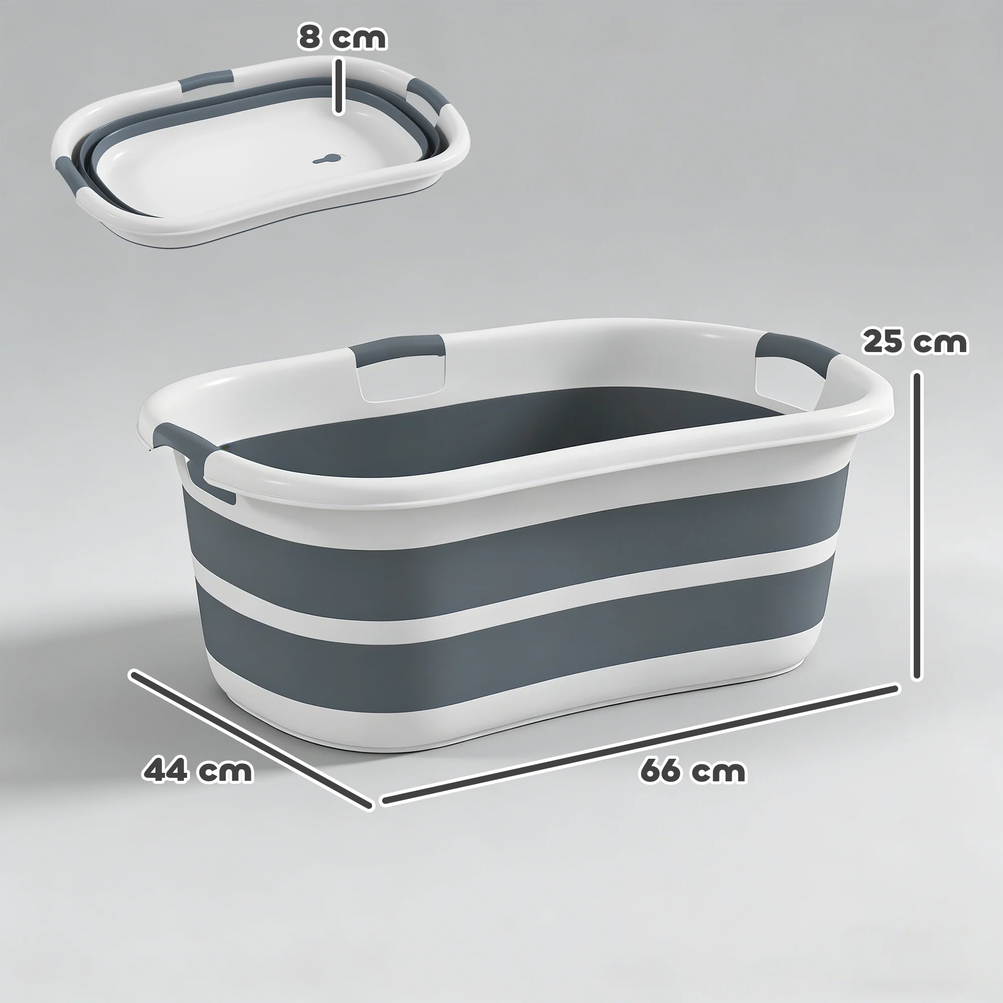 PawHut 27L Dog Bath Tub Foldable Pet Bathtub With Drain Hole Grey - Image 5
