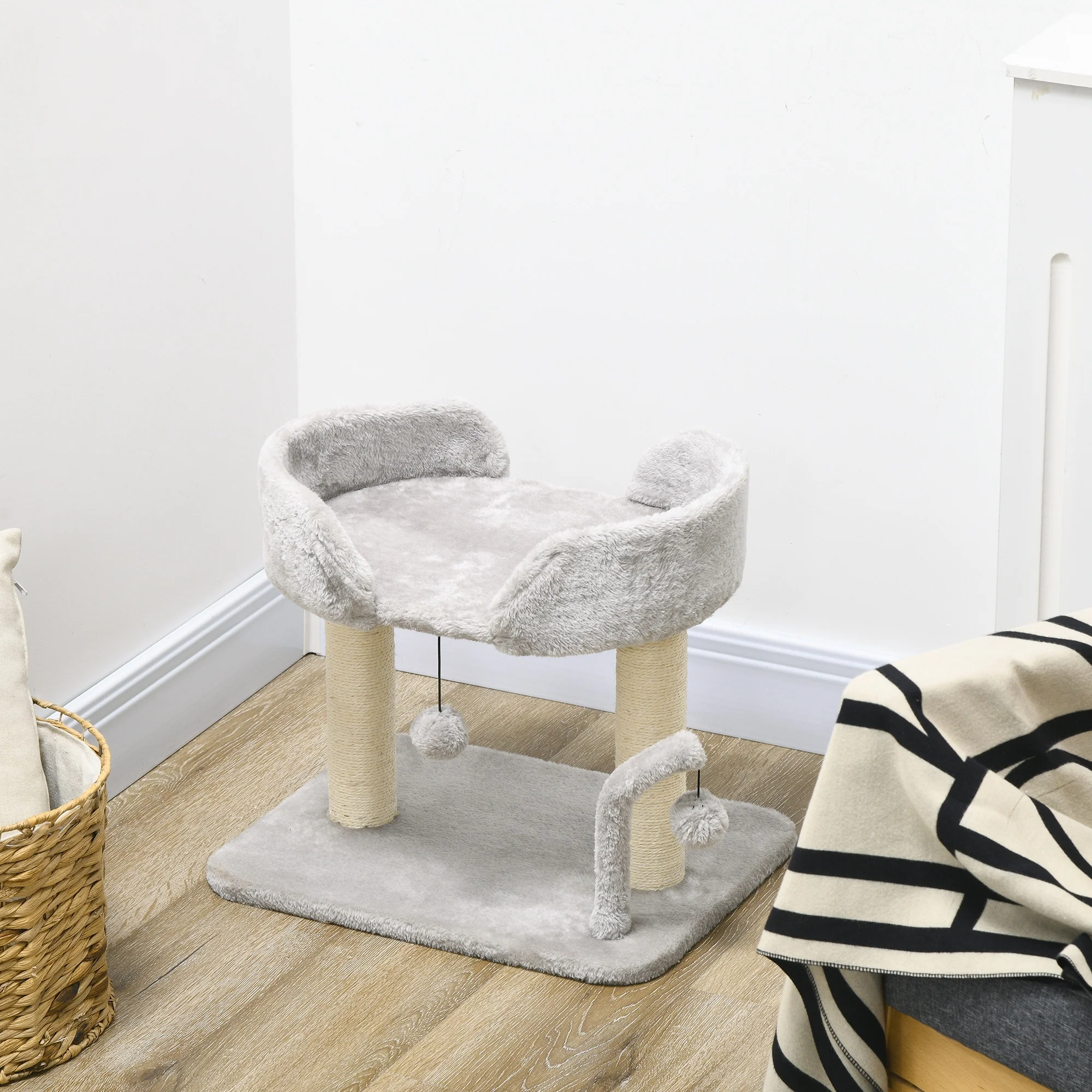 PawHut 42cm Indoor Cat Tree, Kitty Play Tower W/ Toy Balls Sisal Scratching Post - Image 9