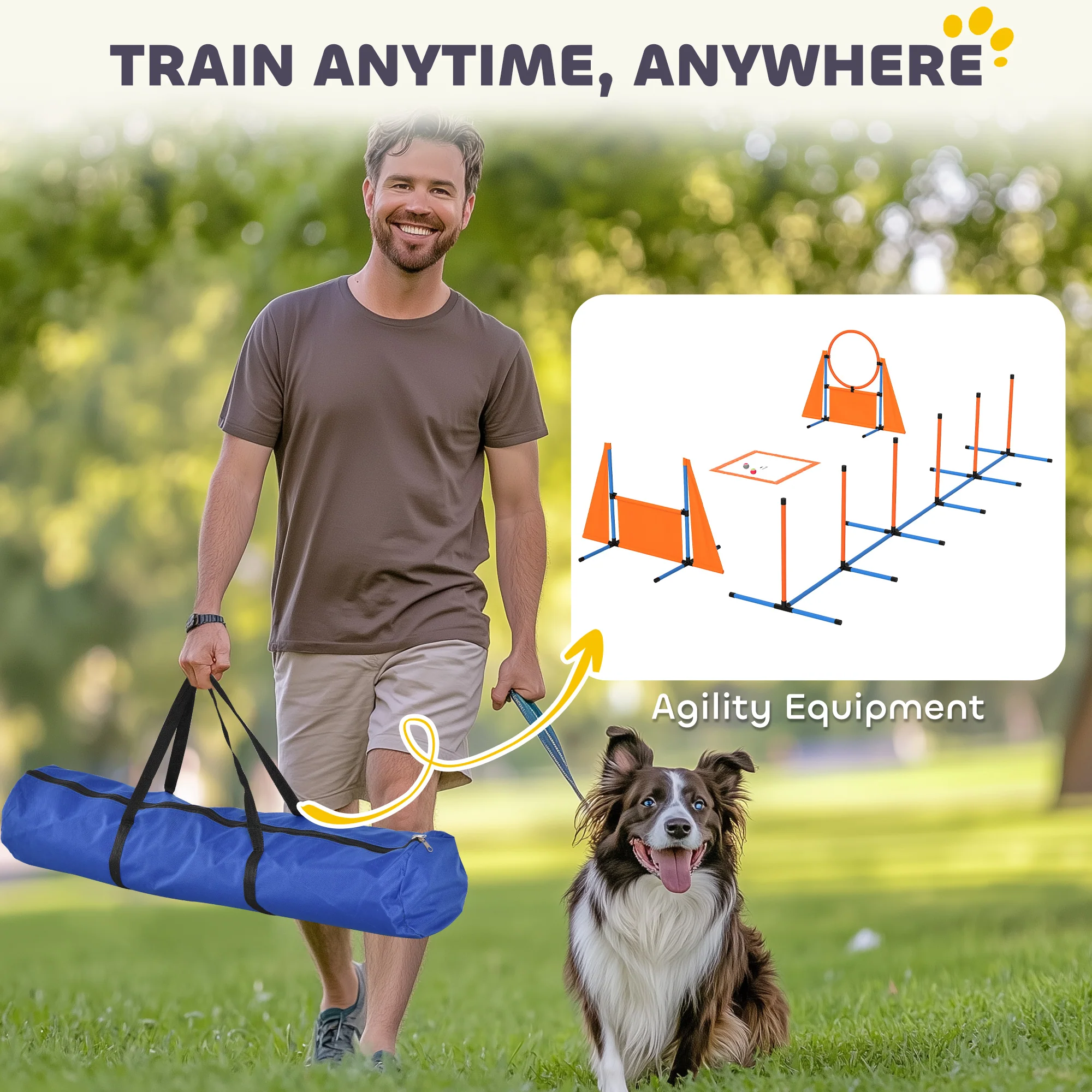 PawHut 6 Pieces Dog Agility Equipment, Obstacle Training Course Kit, Orange - Image 7