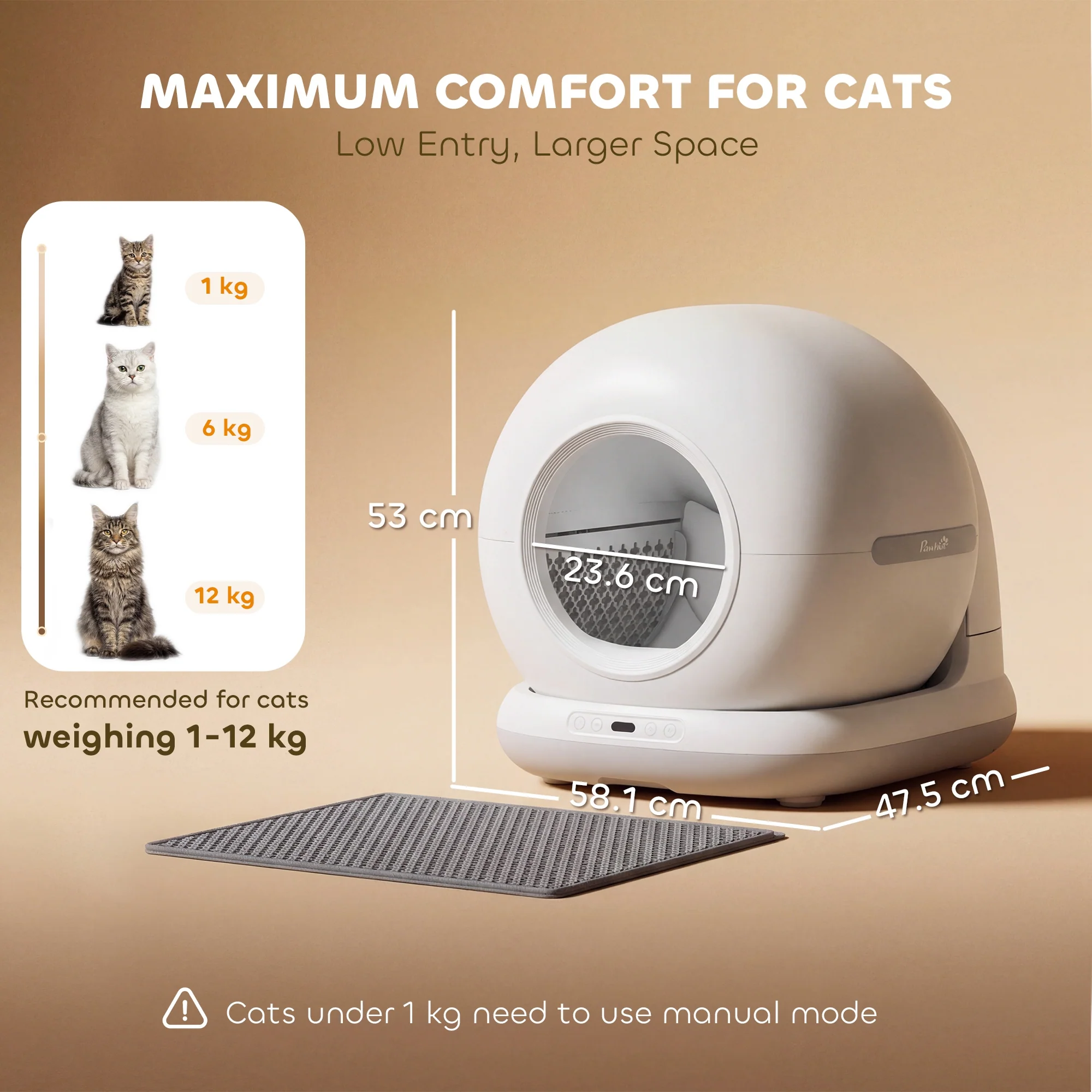 PawHut 72L Self Cleaning Cat Litter Tray App Control For Multiple Cats - Image 5