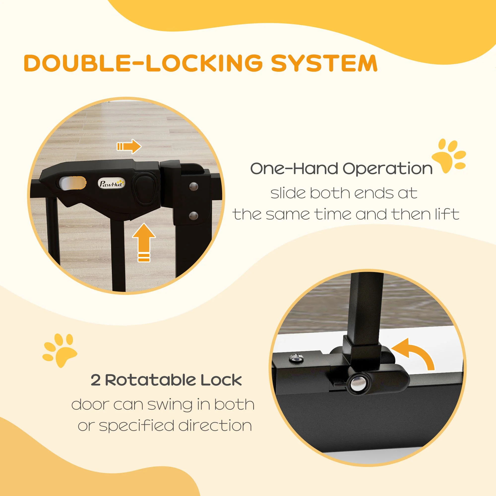 PawHut Adjustable Safety Gate w/ 1 Extensions and Four Adjustable Screws, Black - Image 3