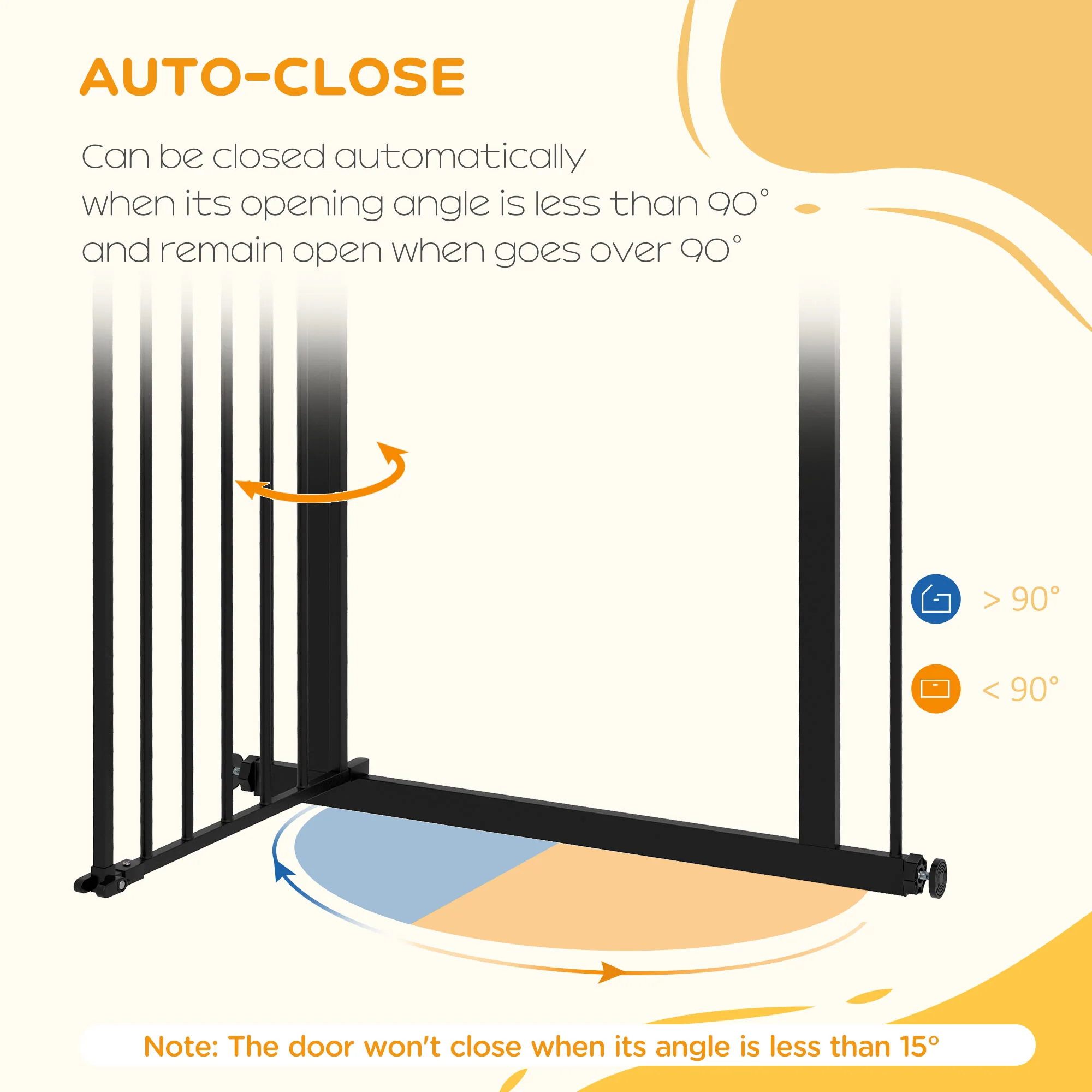 PawHut Adjustable Safety Gate w/ 1 Extensions and Four Adjustable Screws, Black - Image 4