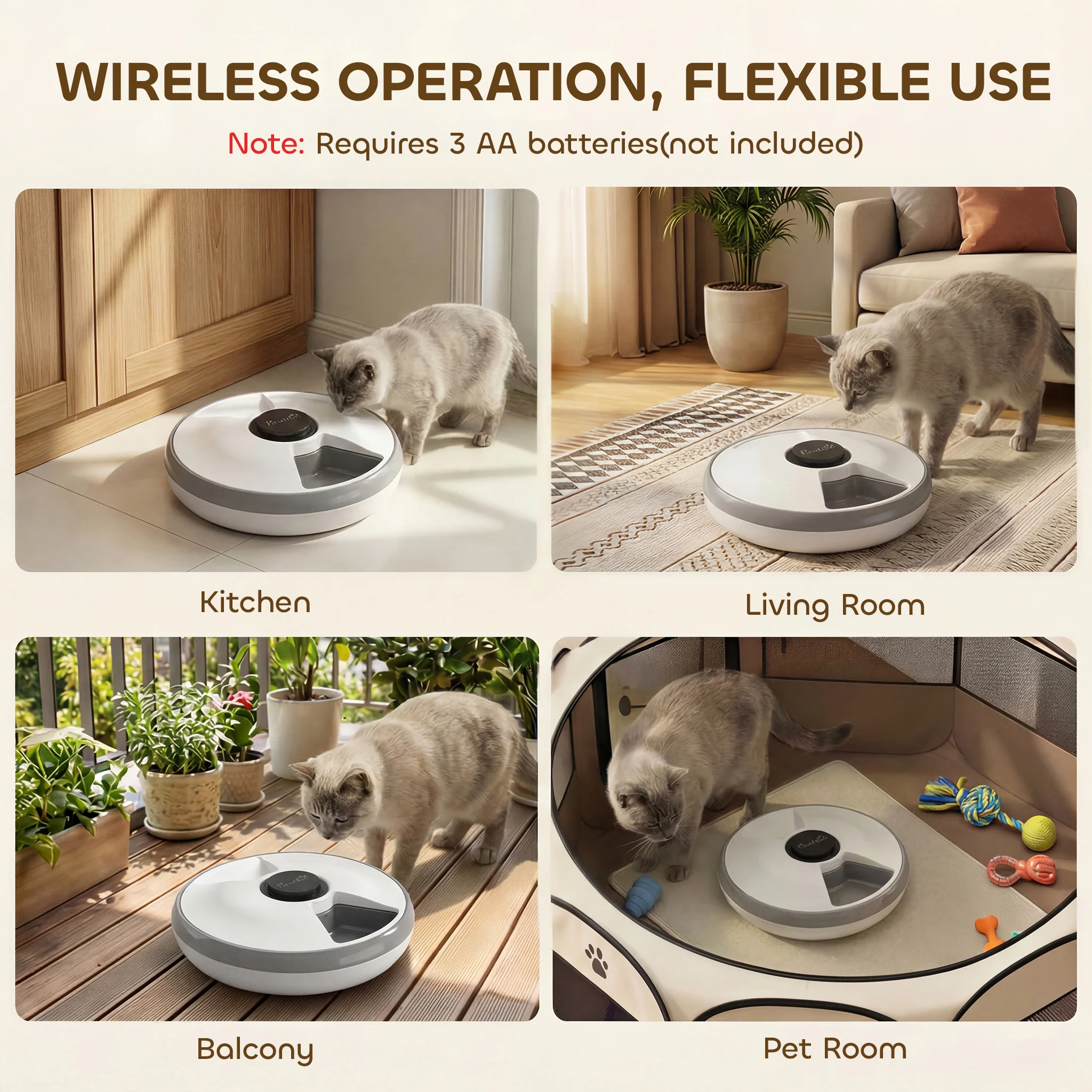 PawHut Automatic Cat Feeder Programmable Timer For 6 Meals - Image 8