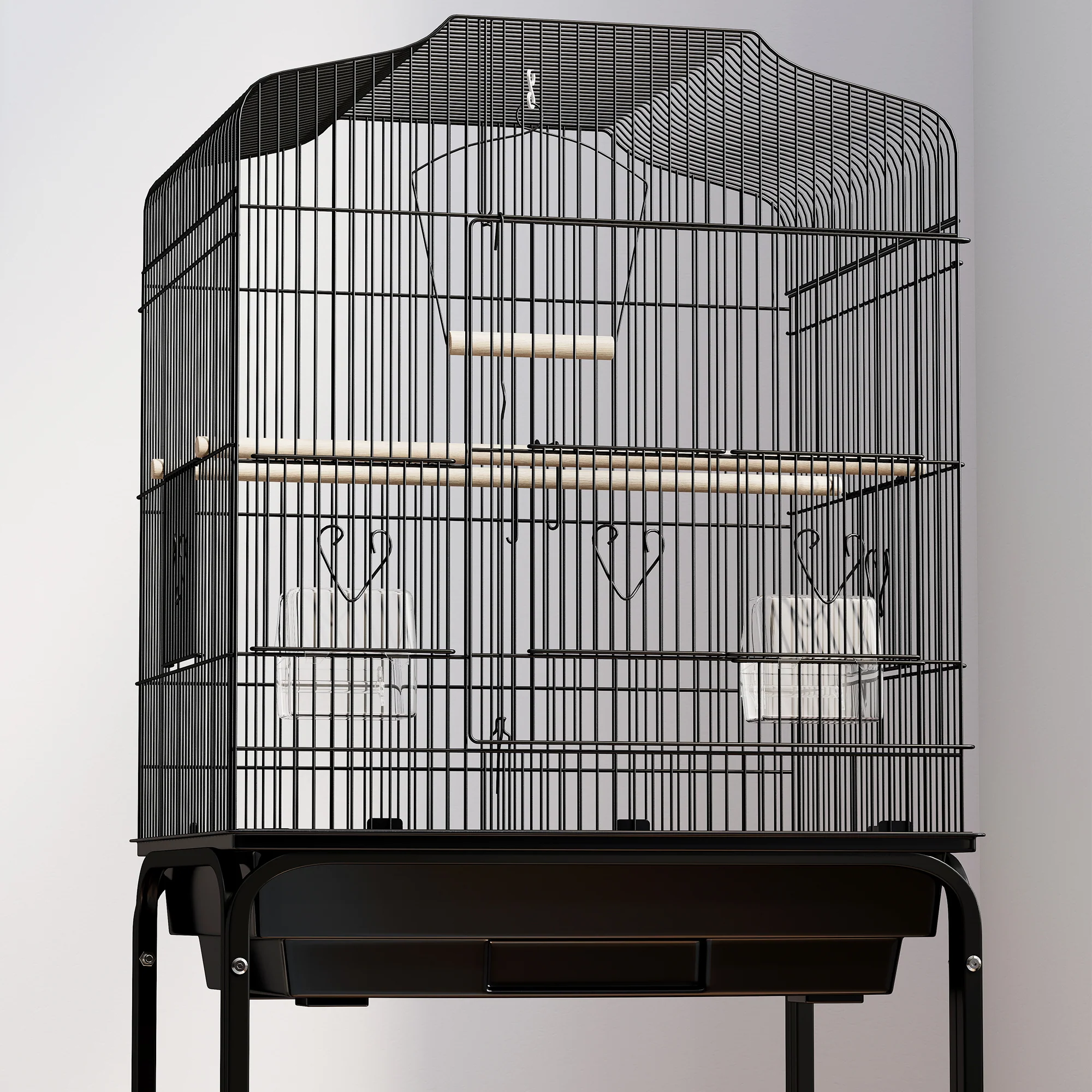 PawHut Bird Cage for Budgie Finch Canary Parakeet W/ Stand Tray Black - Image 8