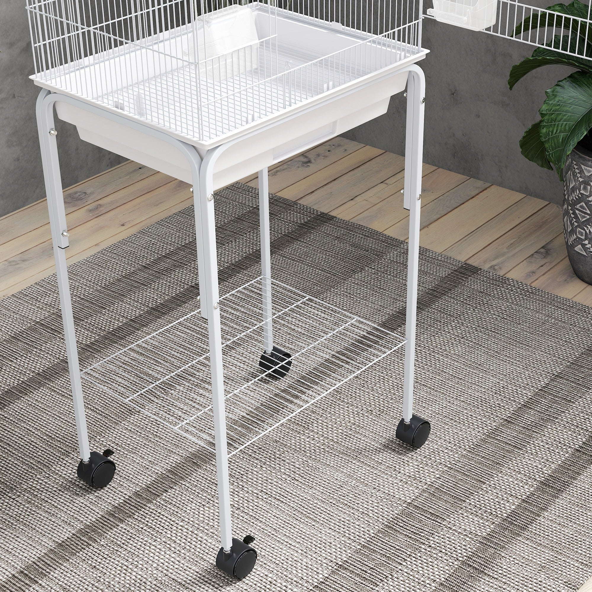 PawHut Bird Cage For Budgie Finch Canary Parakeet W/ Stand Tray White - Image 9