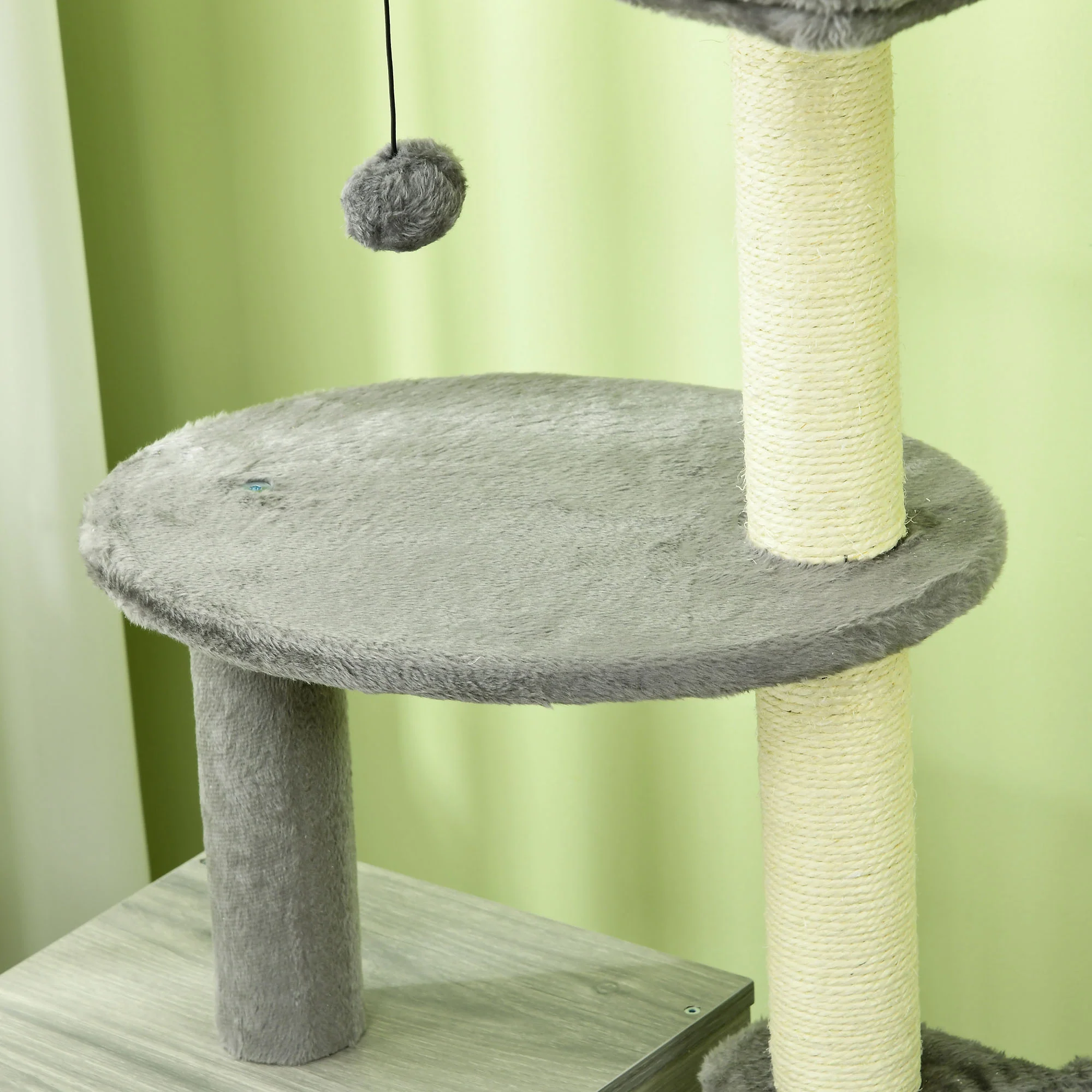PawHut Cat Litter Box Enclosure, With Cat House, Bed, Scratching Posts, Platform - Image 8