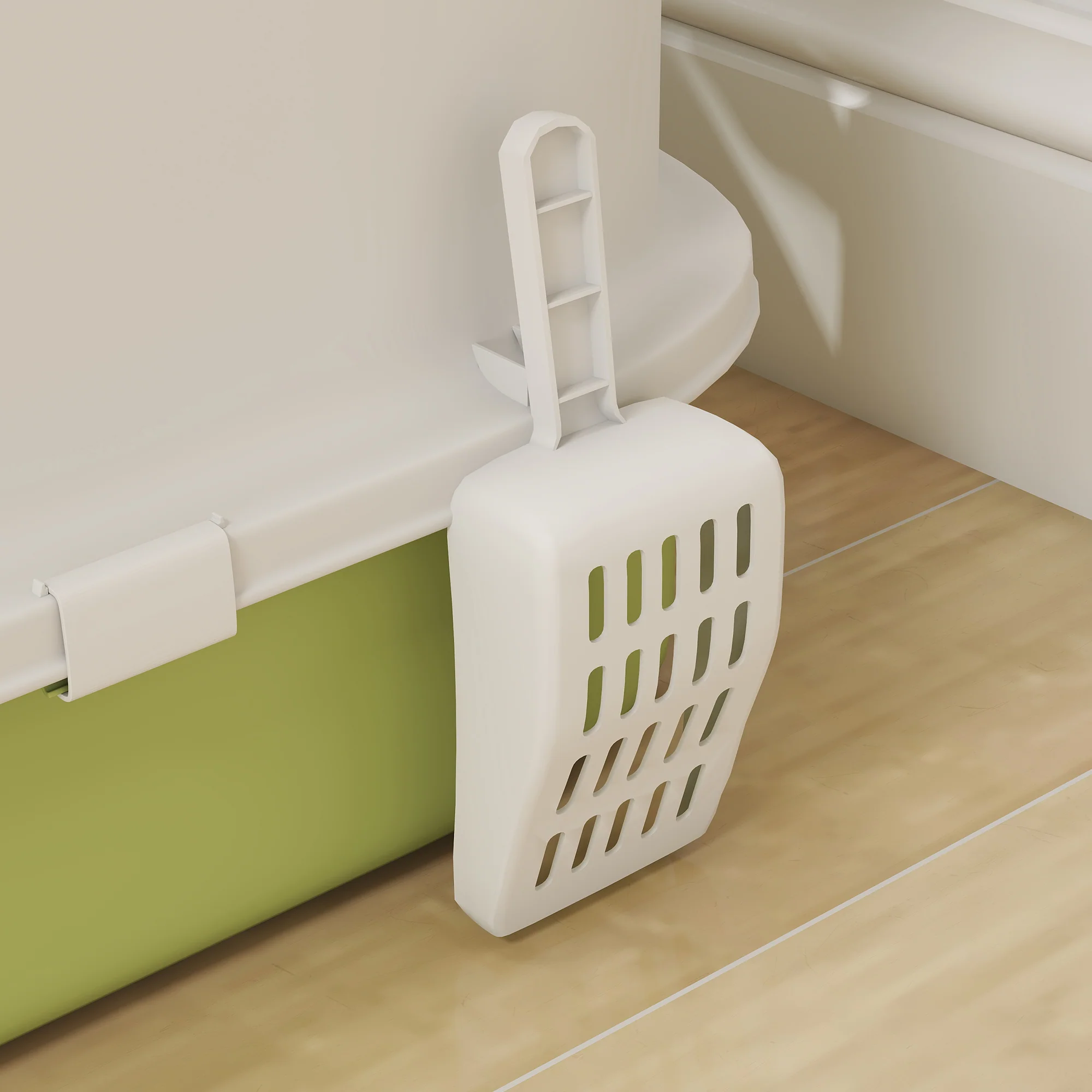 PawHut Cat Litter Box, Hooded Cat Litter Tray With Lid, Scoop, Green - Image 8