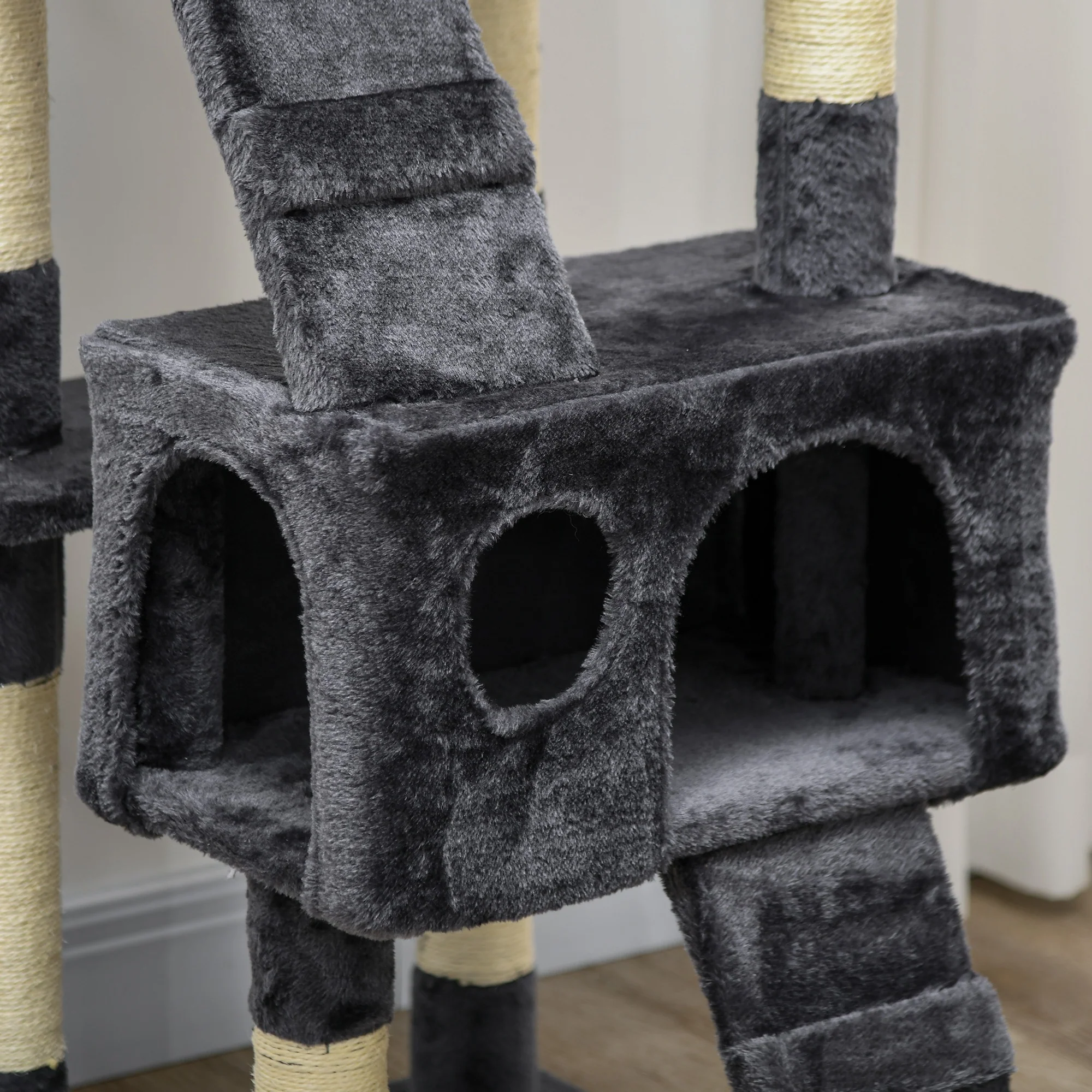 PawHut Cat Tree Scratcher Activity Centre, Condo Scratching Post Toy Bed - Image 9