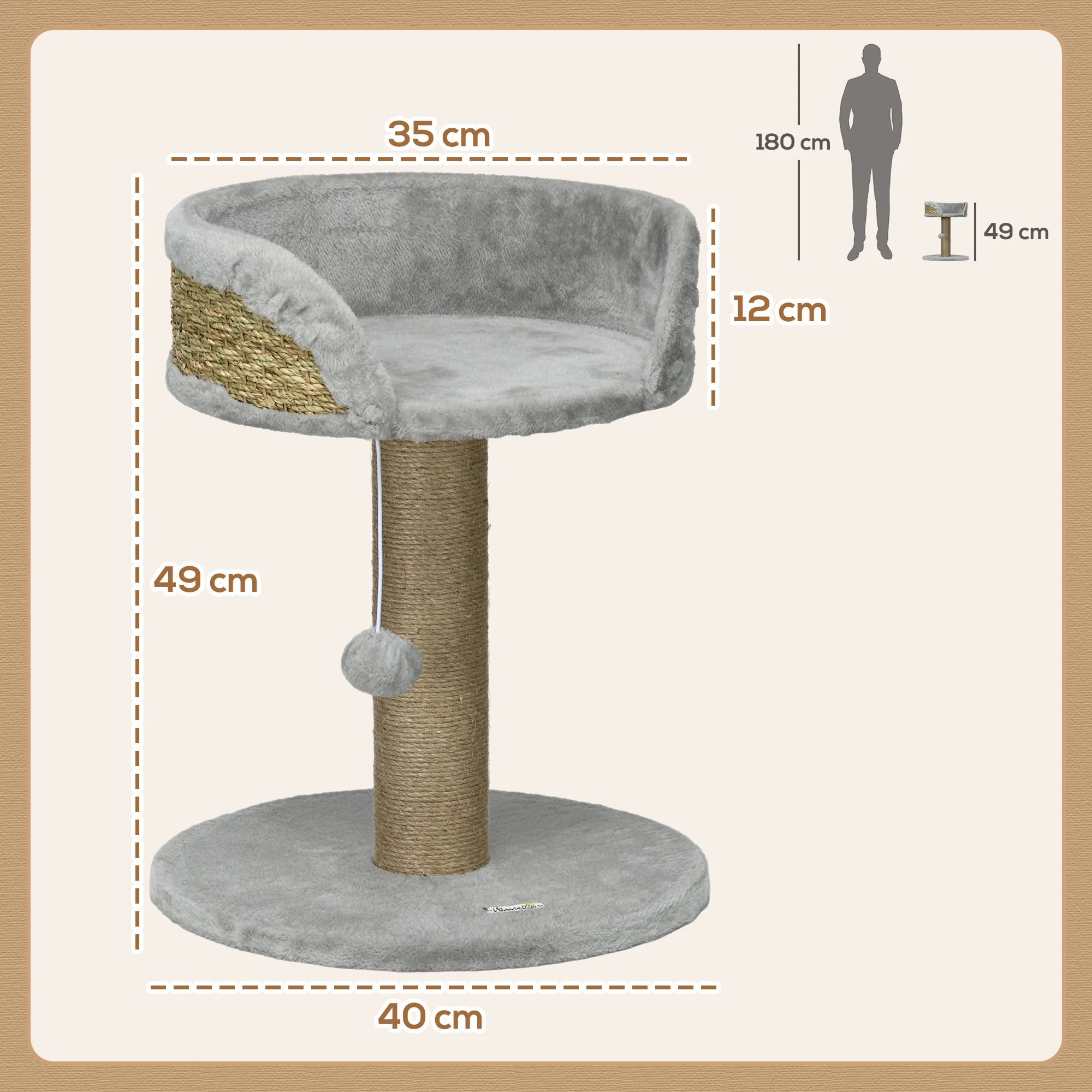 PawHut Cat Tree Tower Activity Centre With Scratching Posts - Image 5
