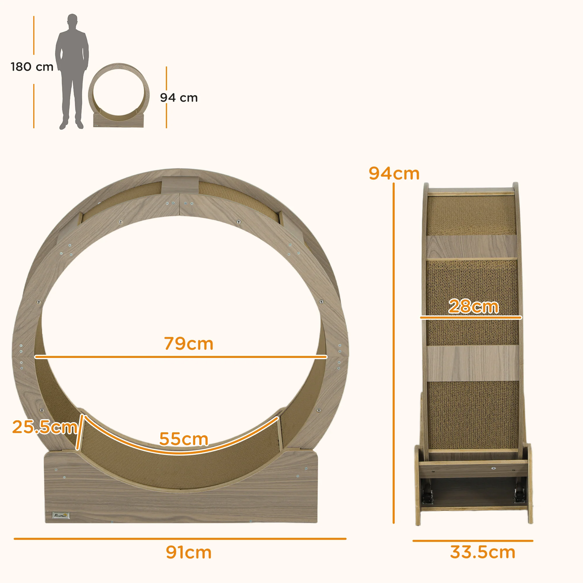 PawHut Cat Wheel With Brake, Scratching Pads For Health - Image 14