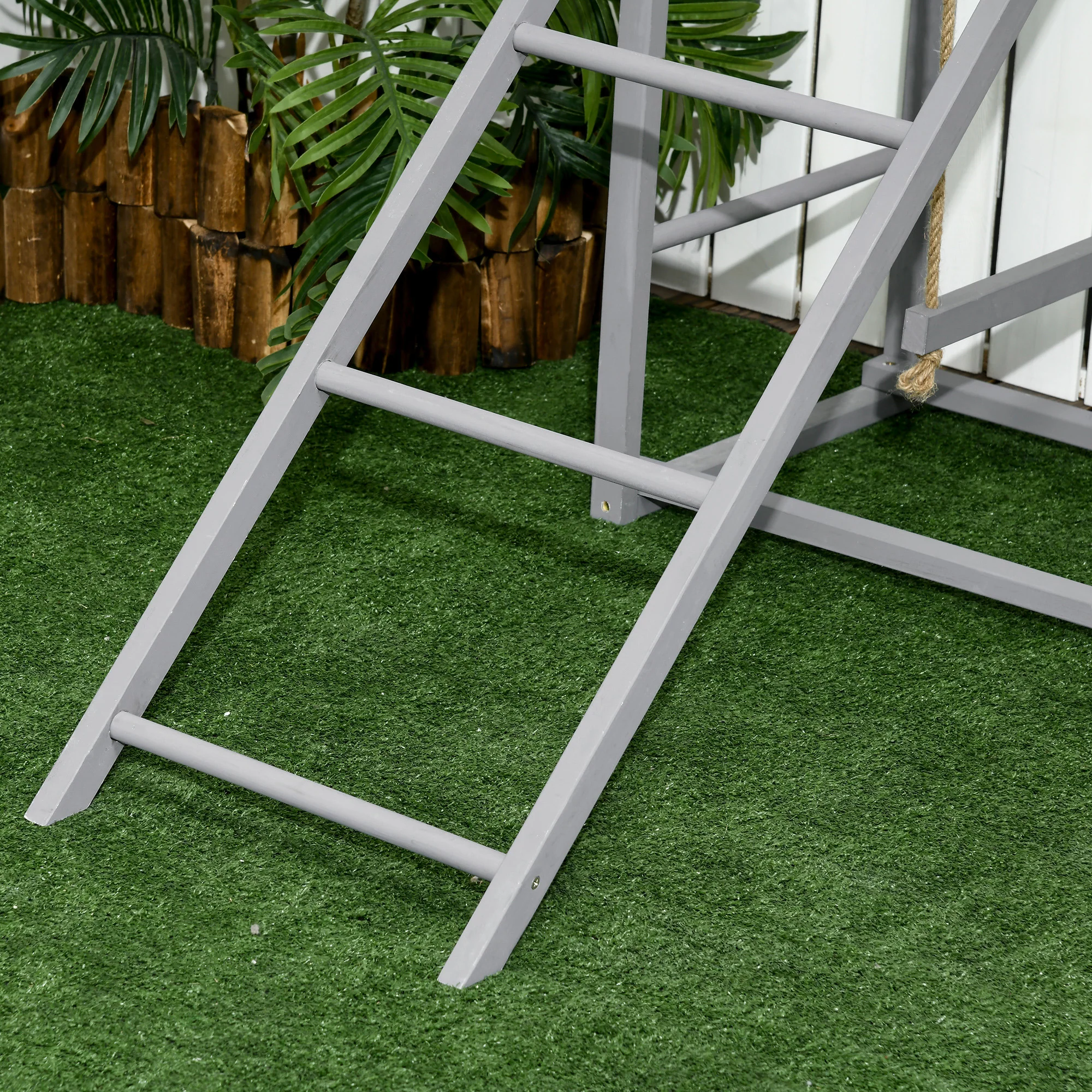 PawHut Chicken Activity Play Chicken Coop With Swing Set For 3-4 Birds, Grey - Image 9