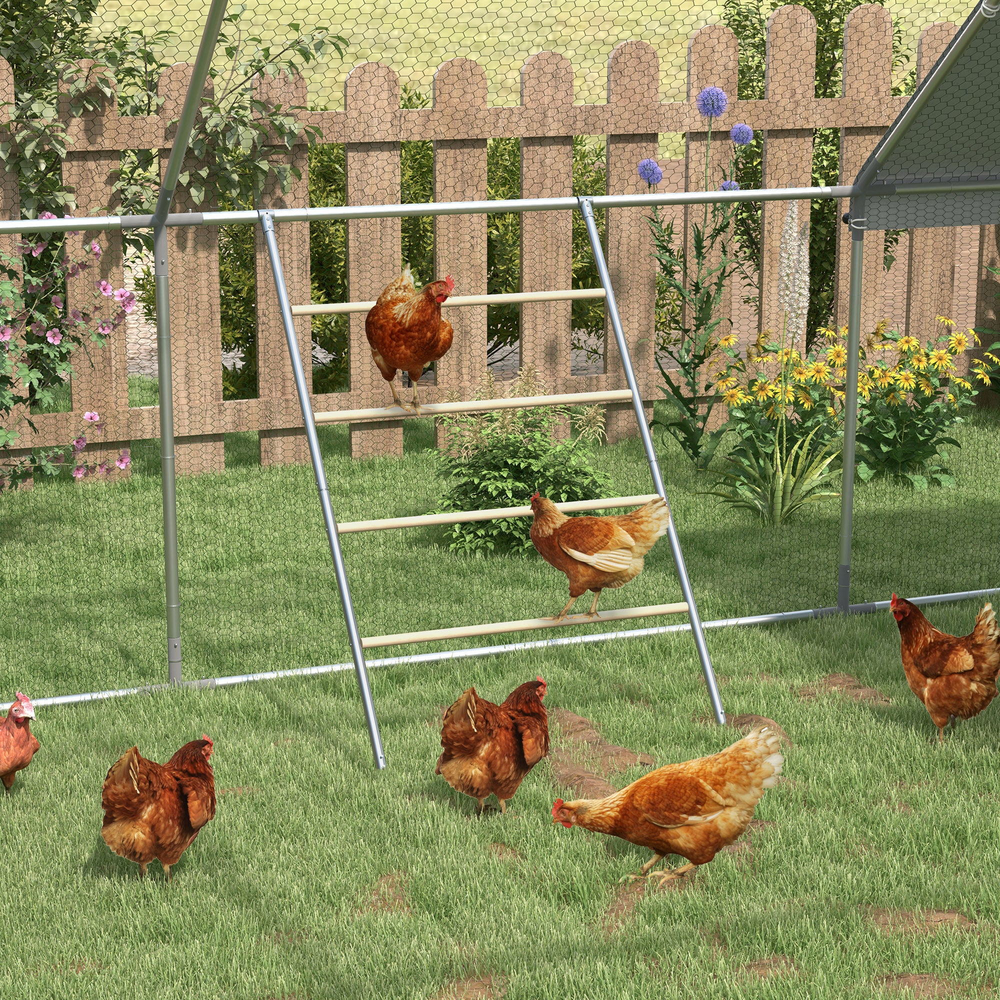 PawHut Chicken Perch for Coop, Jungle Gym Roosting Bar for Backyard Farm - Image 2