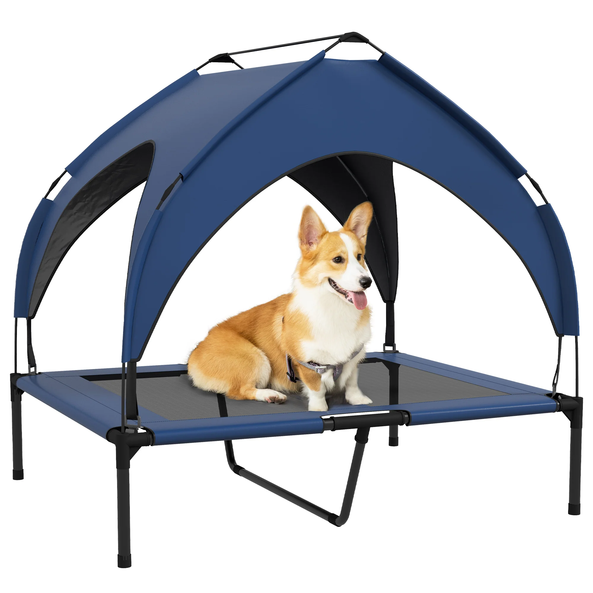 PawHut Cooling Raised Dog Bed w/ Breathable Mesh, Dark Blue - Image 10