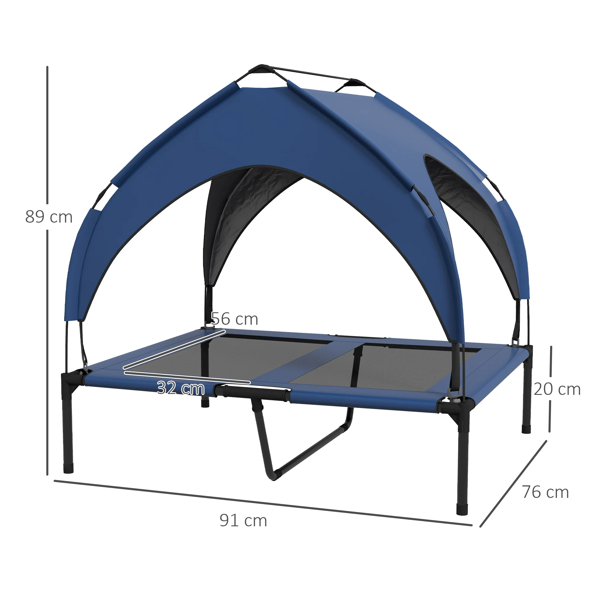 PawHut Cooling Raised Dog Bed w/ Breathable Mesh, Dark Blue - Image 14
