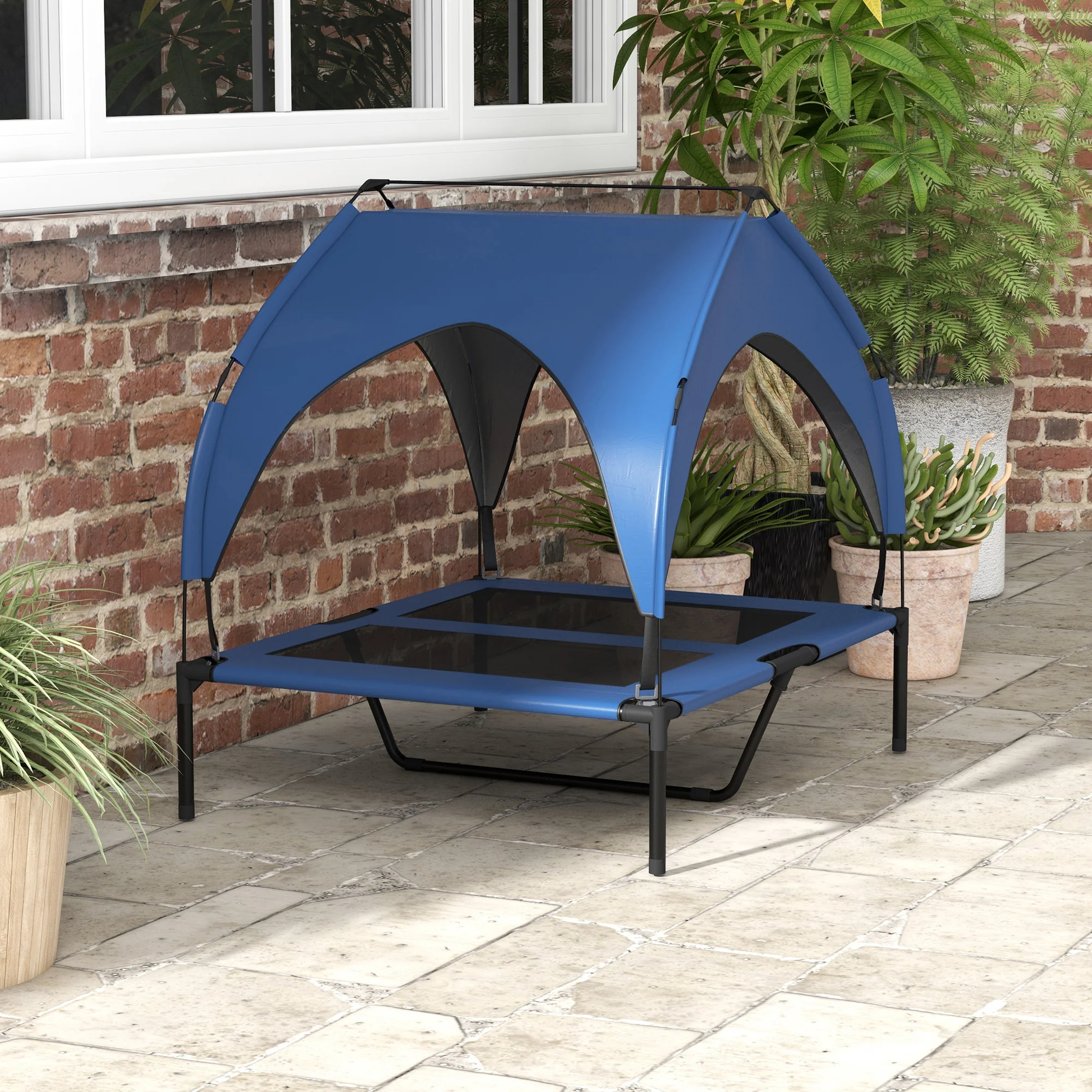 PawHut Cooling Raised Dog Bed w/ Breathable Mesh, Dark Blue - Image 18