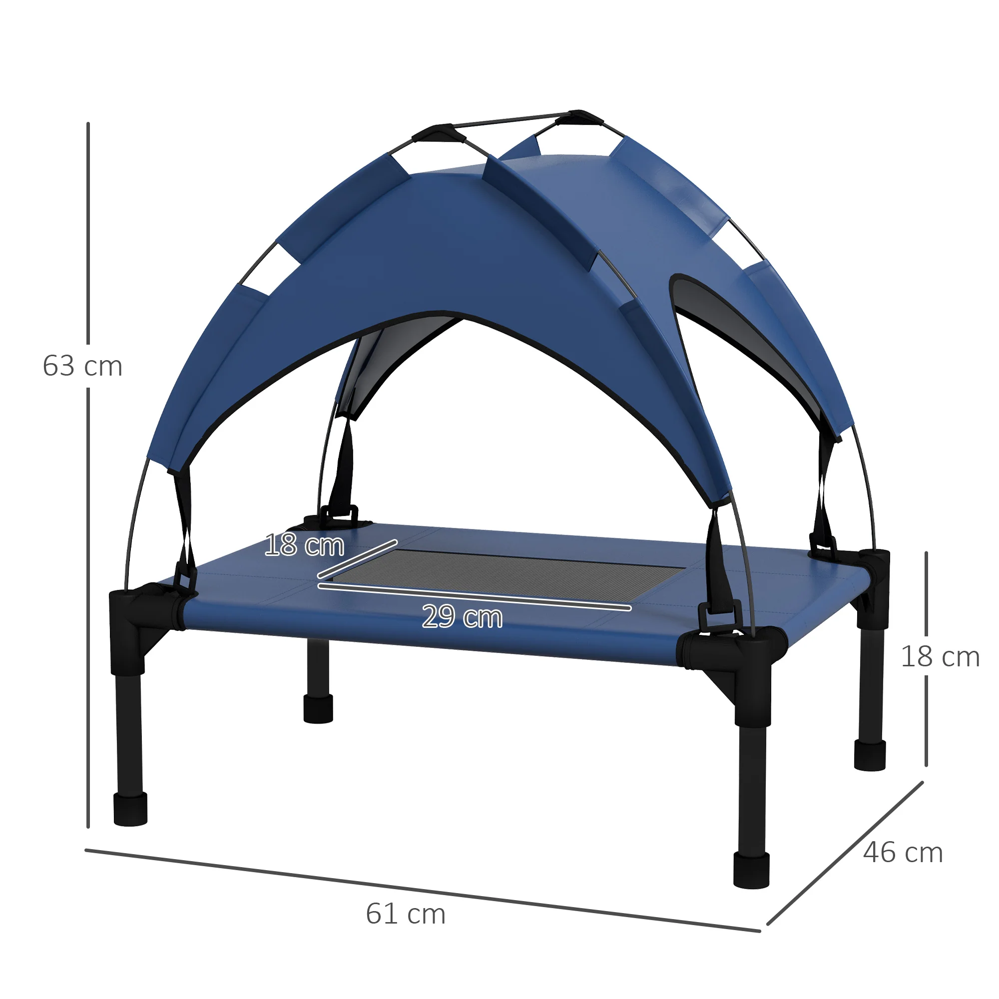 PawHut Cooling Raised Dog Bed w/ Breathable Mesh, Dark Blue - Image 5