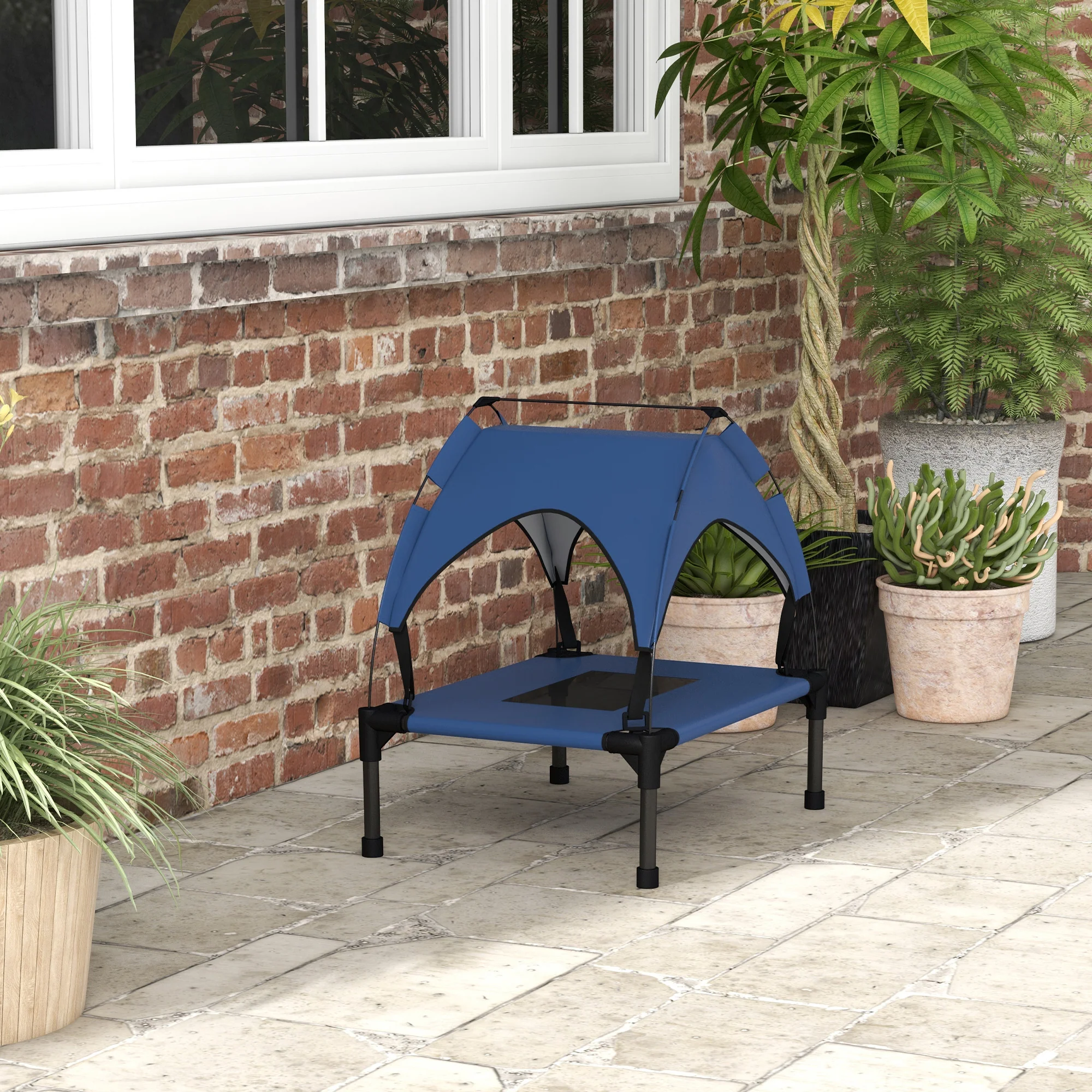 PawHut Cooling Raised Dog Bed w/ Breathable Mesh, Dark Blue - Image 9