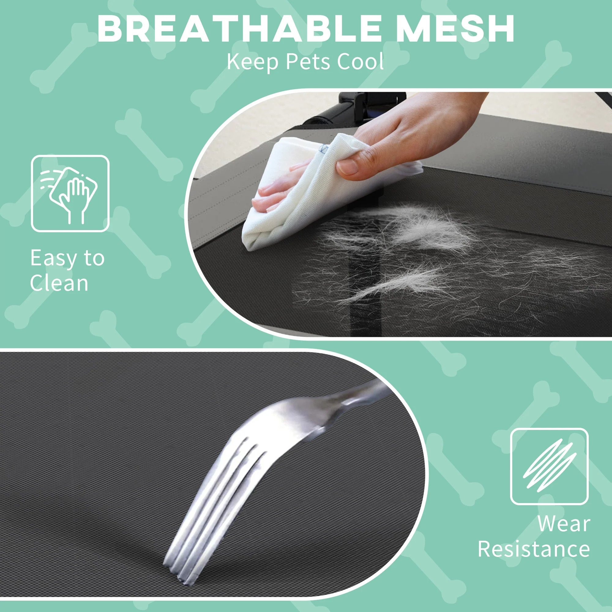 PawHut Cooling Raised Dog Bed w/ Breathable Mesh, Light Grey - Image 15