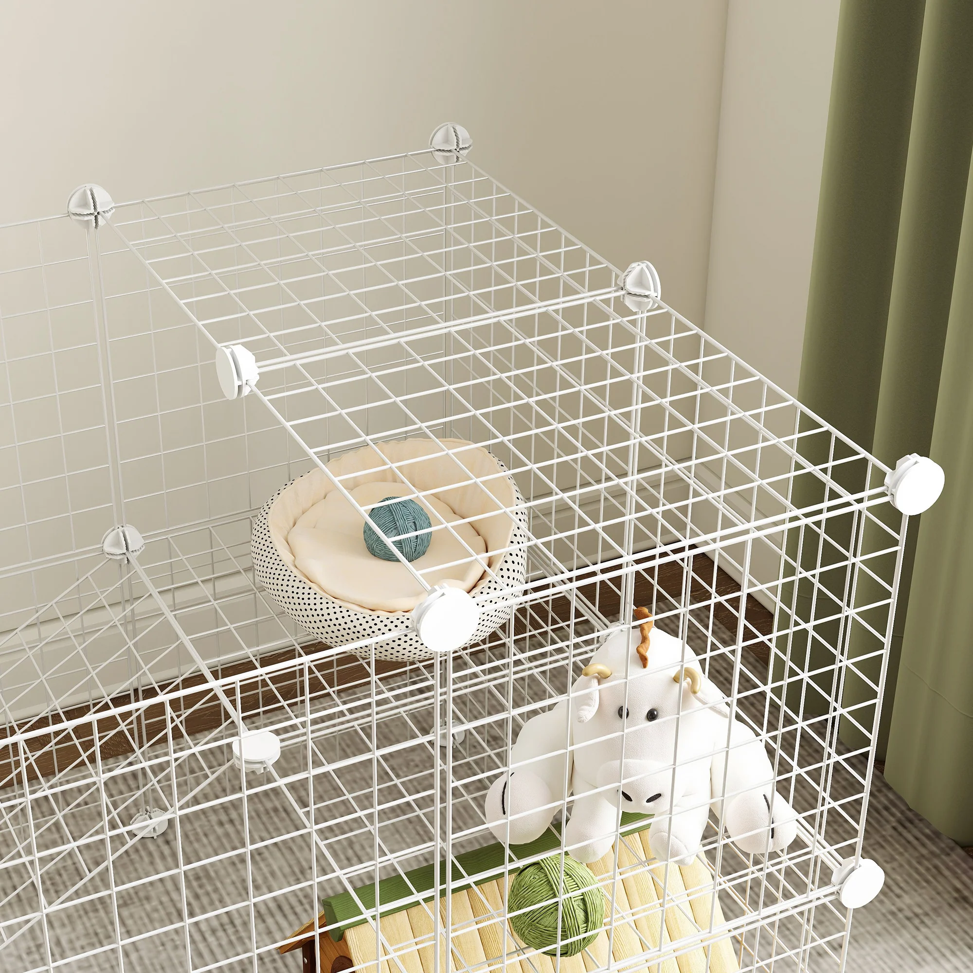 PawHut DIY Pet Playpen 36 Panel For Rabbit Chinchilla Hedgehog, White - Image 9