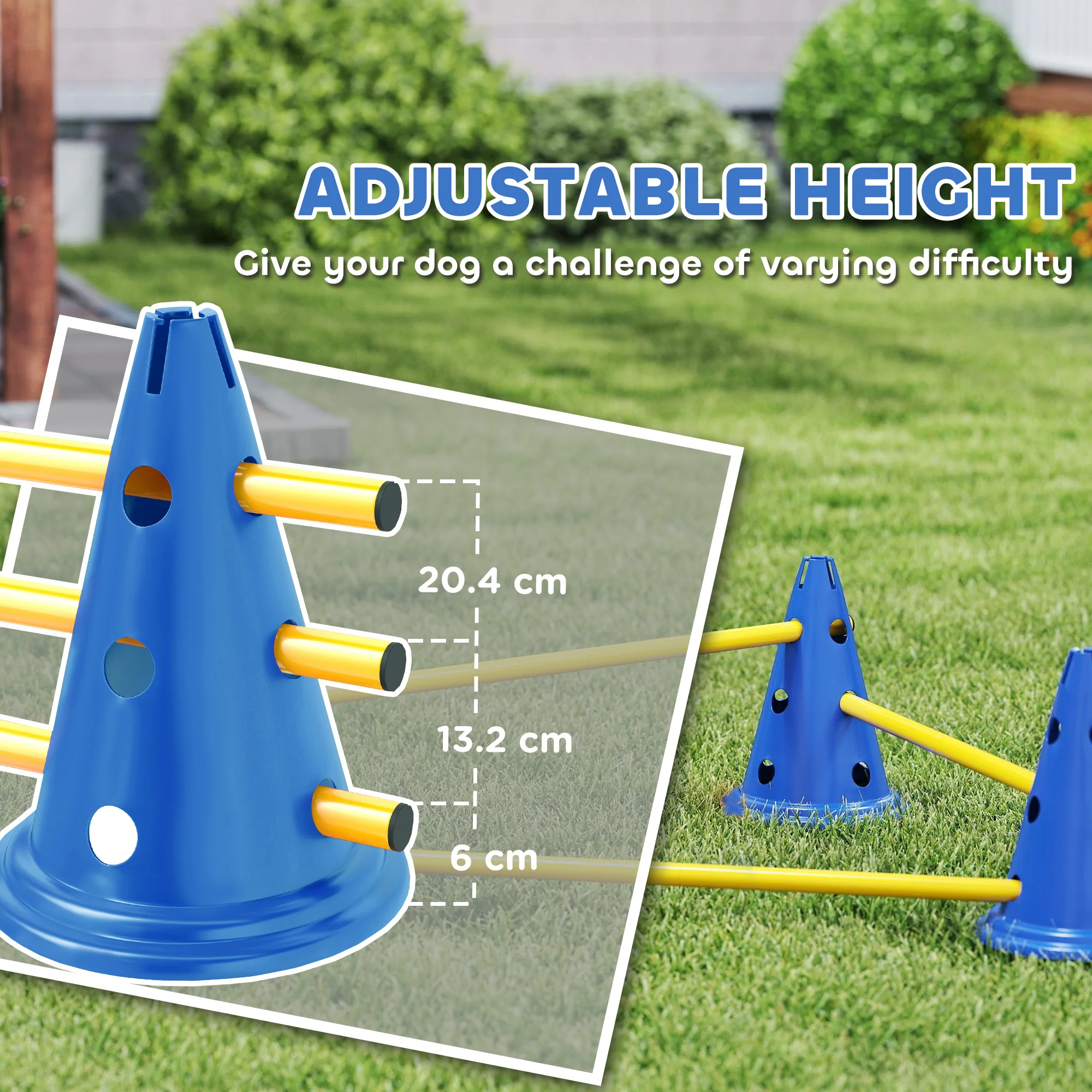 PawHut Dog Agility Equipment Set, Three-Piece Adjustable Height Jumping - Image 6