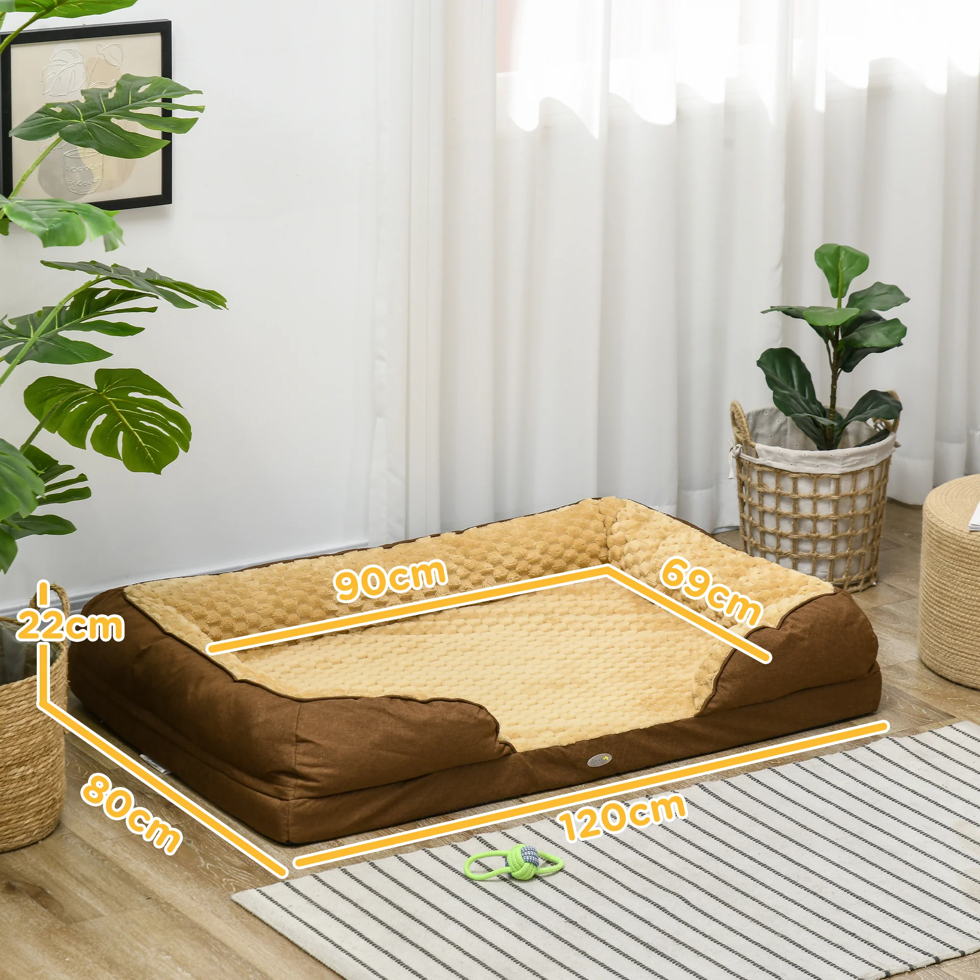 PawHut Dog Bed Calming Pet Bed Dog Mattress For Large Dogs - Charcoal Grey/Brown - Image 14
