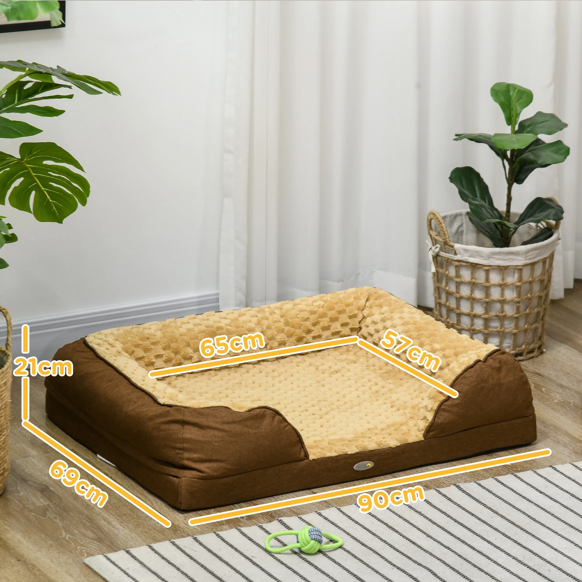 PawHut Dog Bed Calming Pet Bed Dog Mattress For Medium Dogs - Charcoal Grey/Brown - Image 15