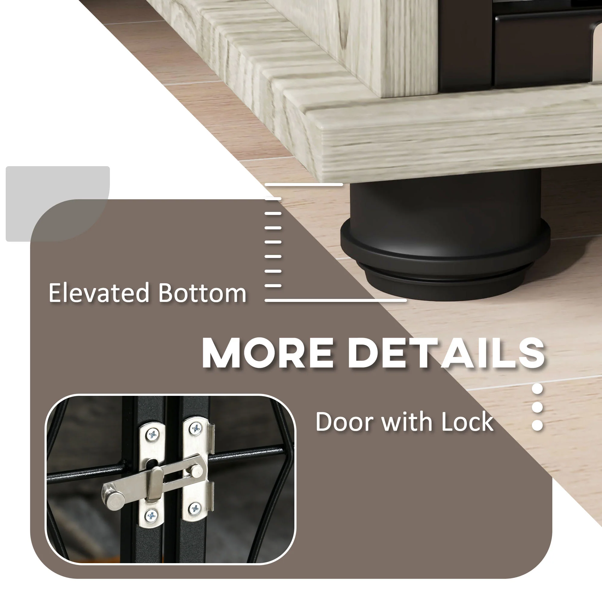 PawHut Dog Crate Furniture End Table w/ Cushion - Image 7