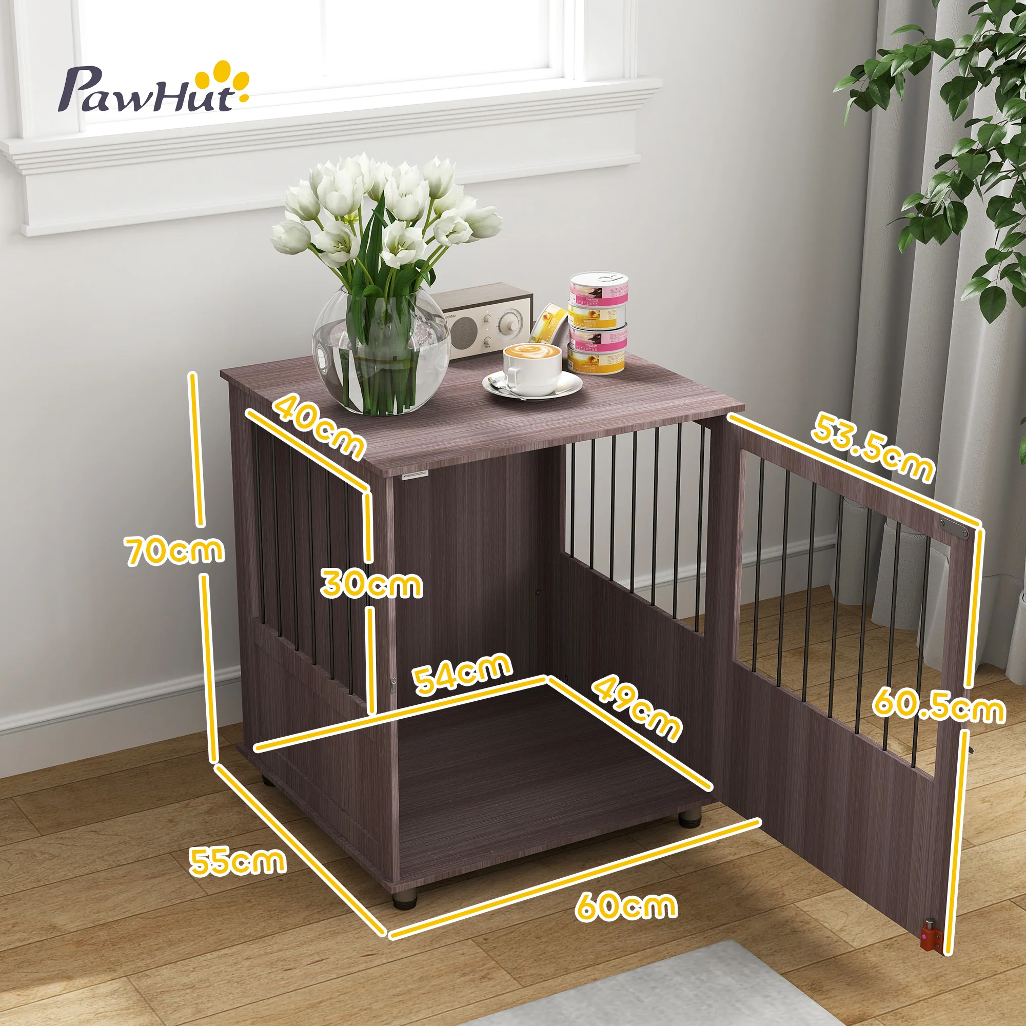 PawHut Dog Crate Kennel Cage, Indoor End Table, Purple - Image 32