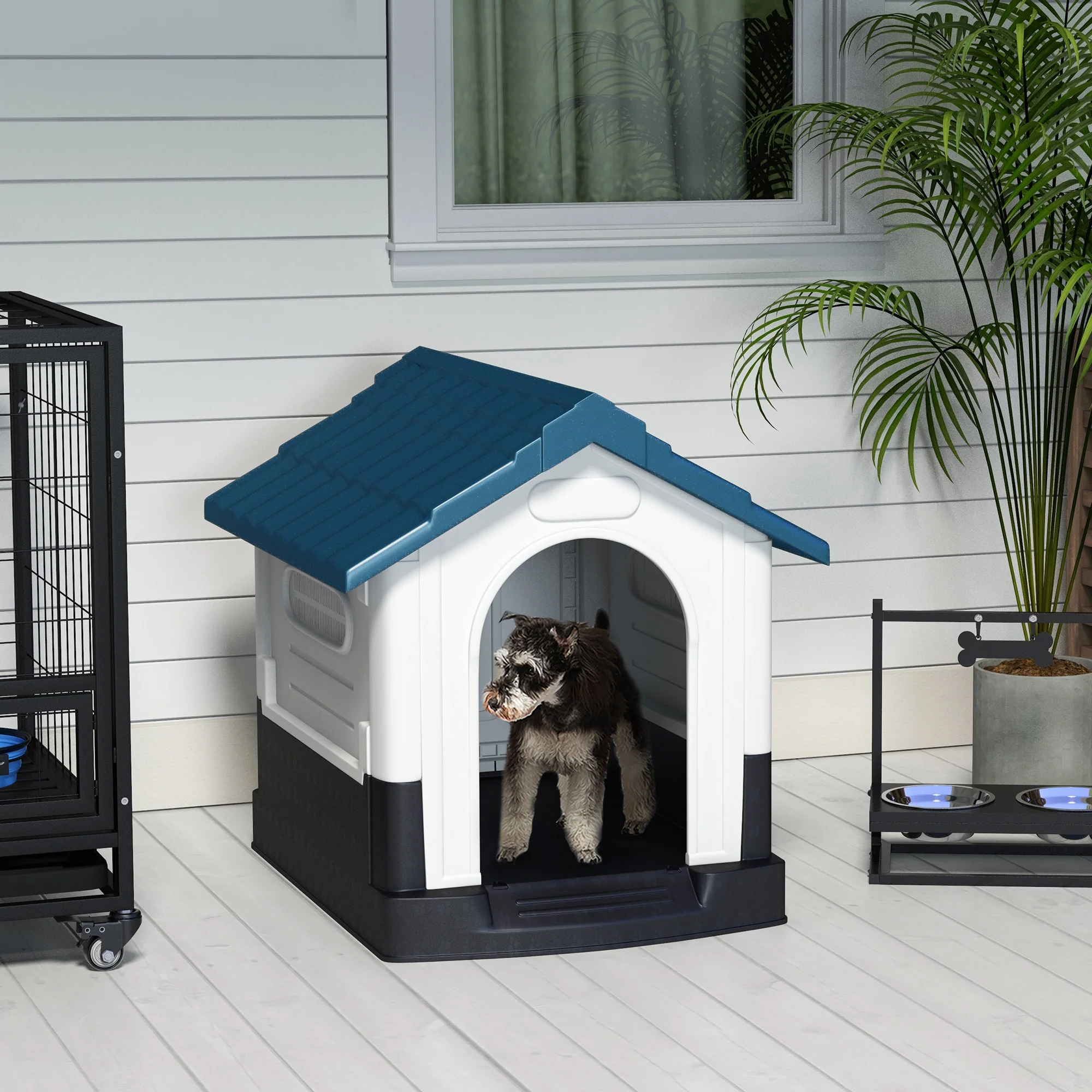 PawHut Dog Kennel for Outside, Grey - Image 2