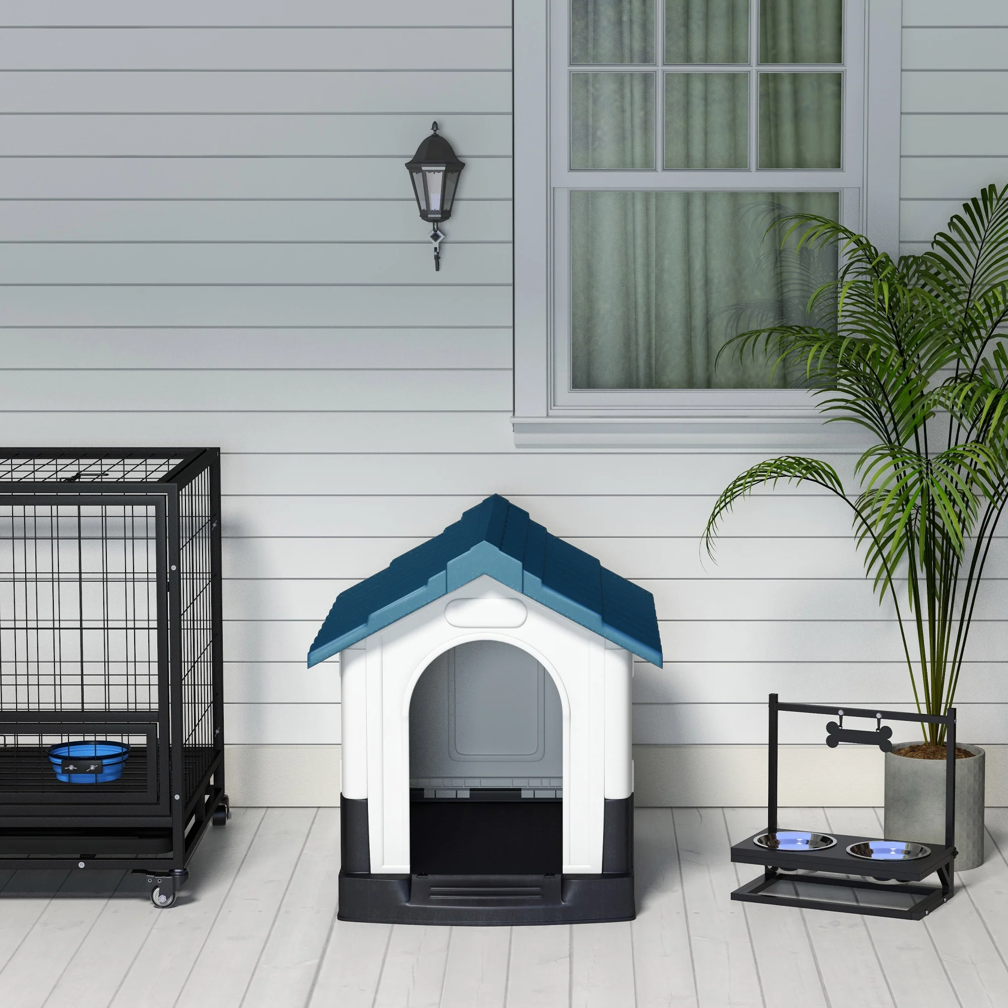 PawHut Dog Kennel for Outside, Grey - Image 9