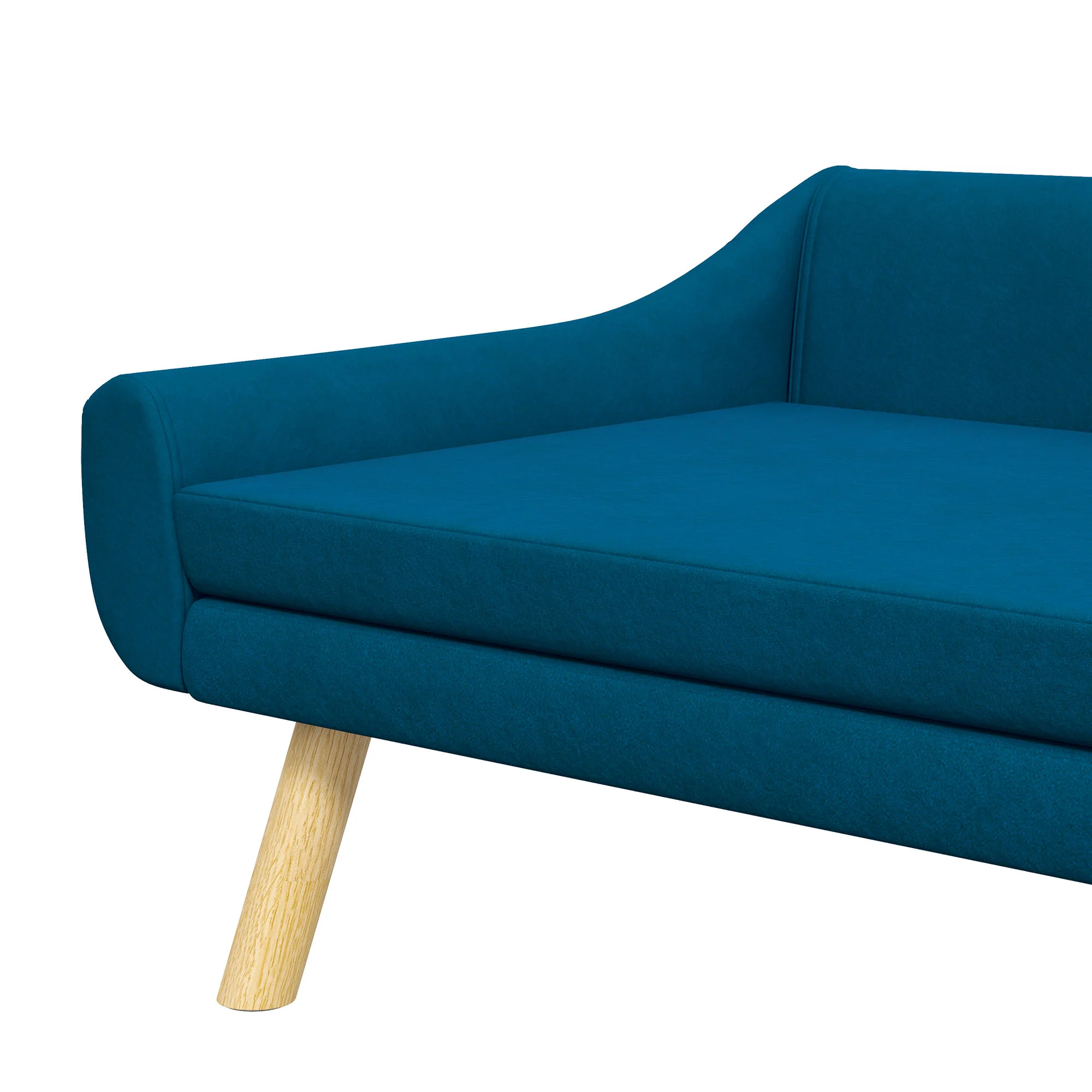 PawHut Dog Sofa Bed Raised Couch with Wooden Frame and Soft Cushion, Blue - Image 9