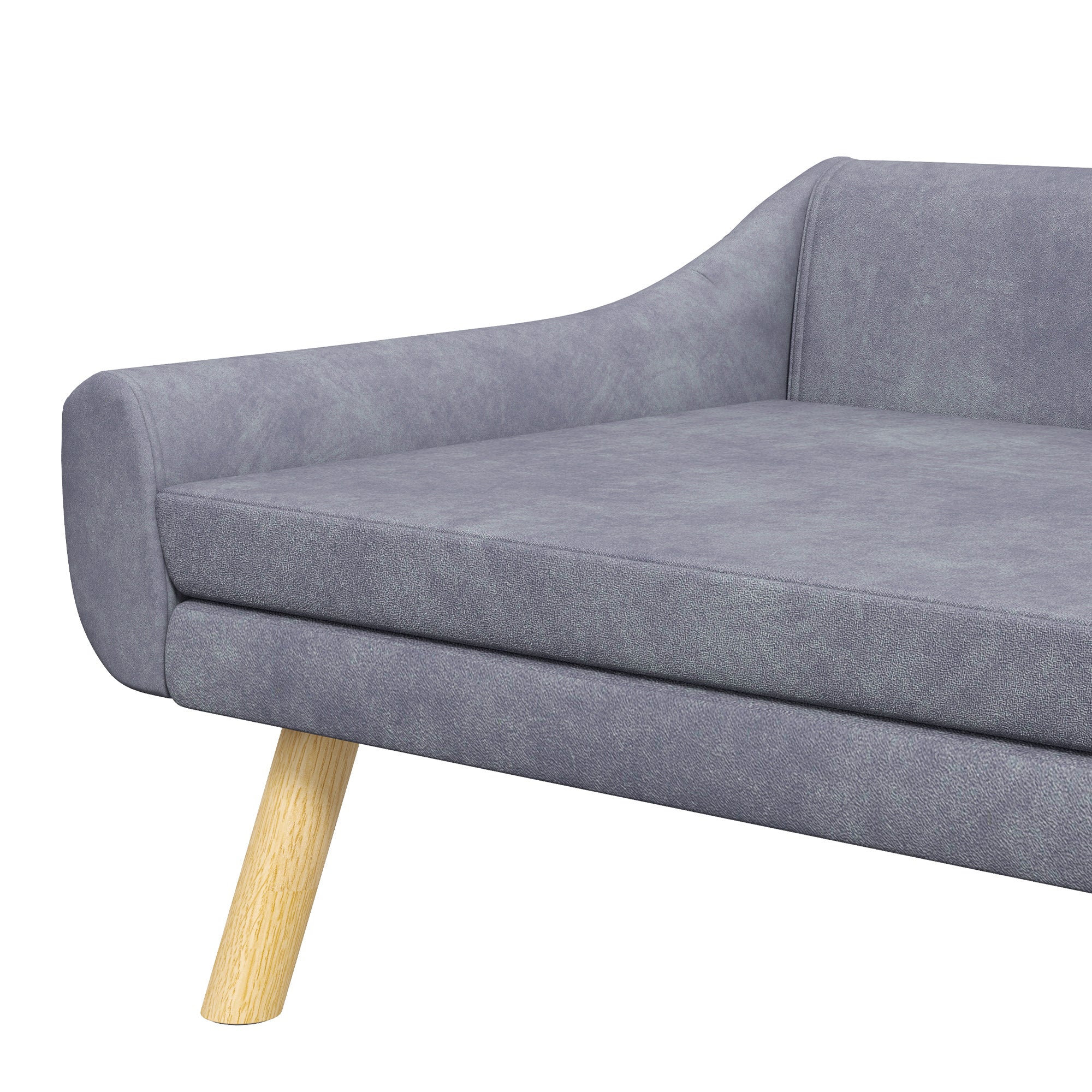PawHut Dog Sofa Bed Raised Couch with Wooden Frame and Soft Cushion, Grey - Image 9