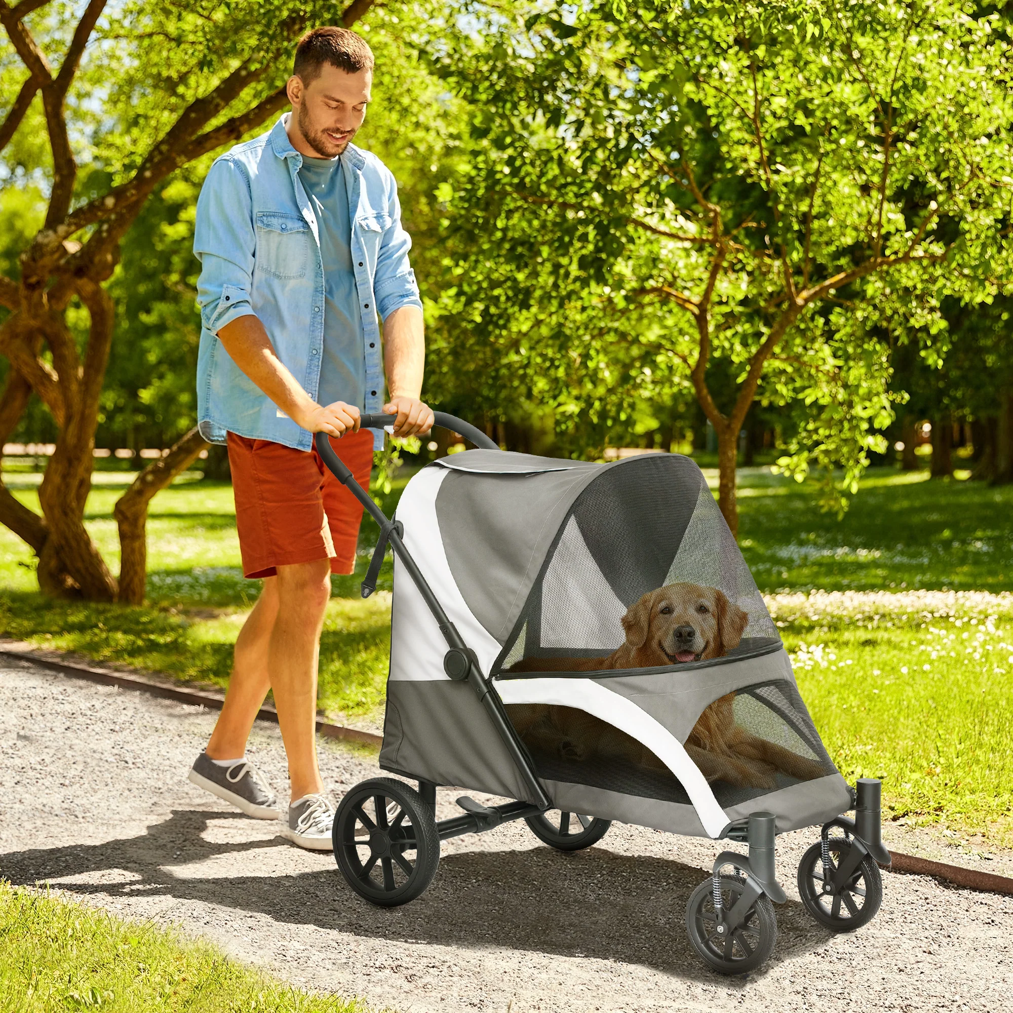 PawHut Easy Folding Pet Stroller For Large Dogs - Image 11