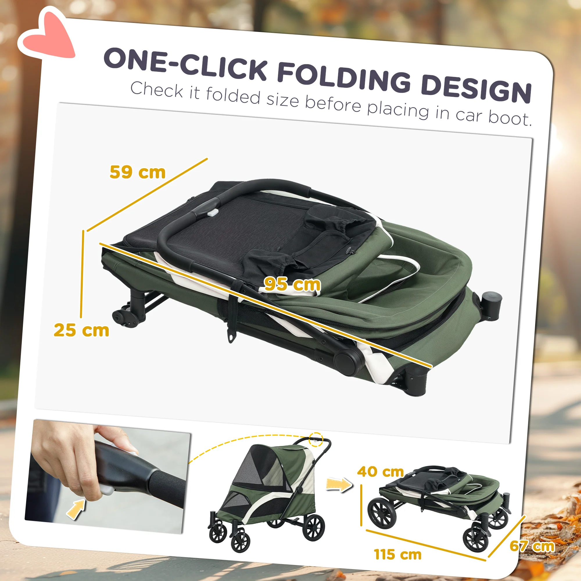 PawHut Easy Folding Pet Stroller For Large Dogs - Image 22