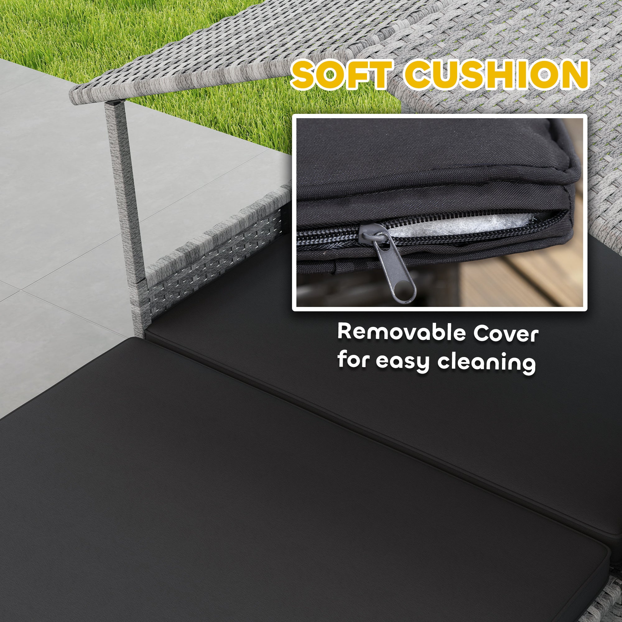 PawHut Extendable Rattan Dog House w/ Water-Resistant Roof - Charcoal Grey - Image 8