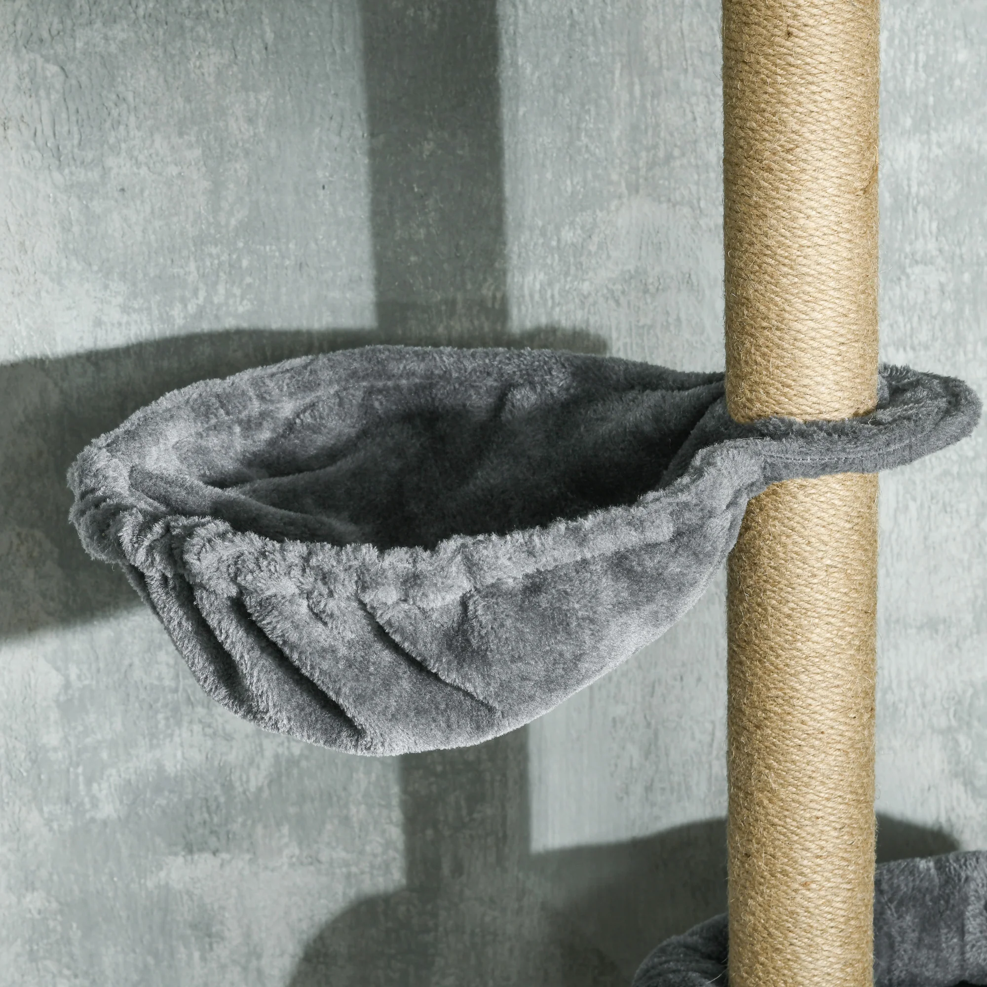 PawHut Floor To Ceiling Climbing Cat Tree Tower, 230-250cm Height, Grey - Image 9