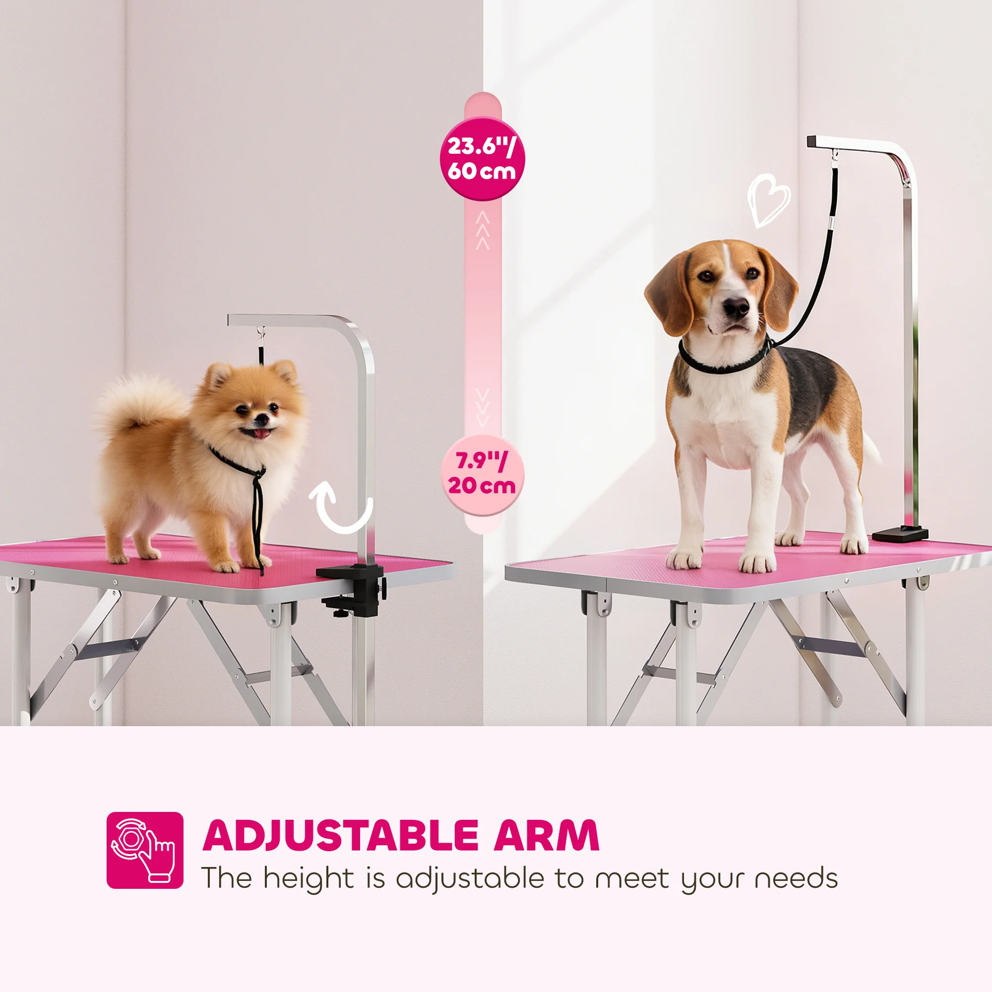PawHut Foldable Dog Grooming Table Adjustable Arm for Small Dogs 81x49x80 cm - Image 3